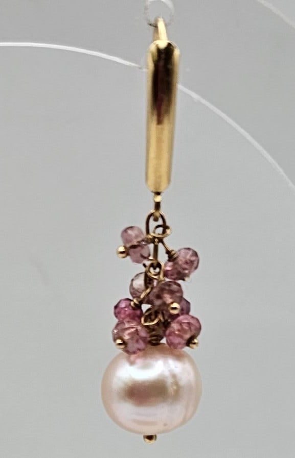 ZB Gemston Pearl 14K Gold Single Earring 1.9 G (1 of 3)