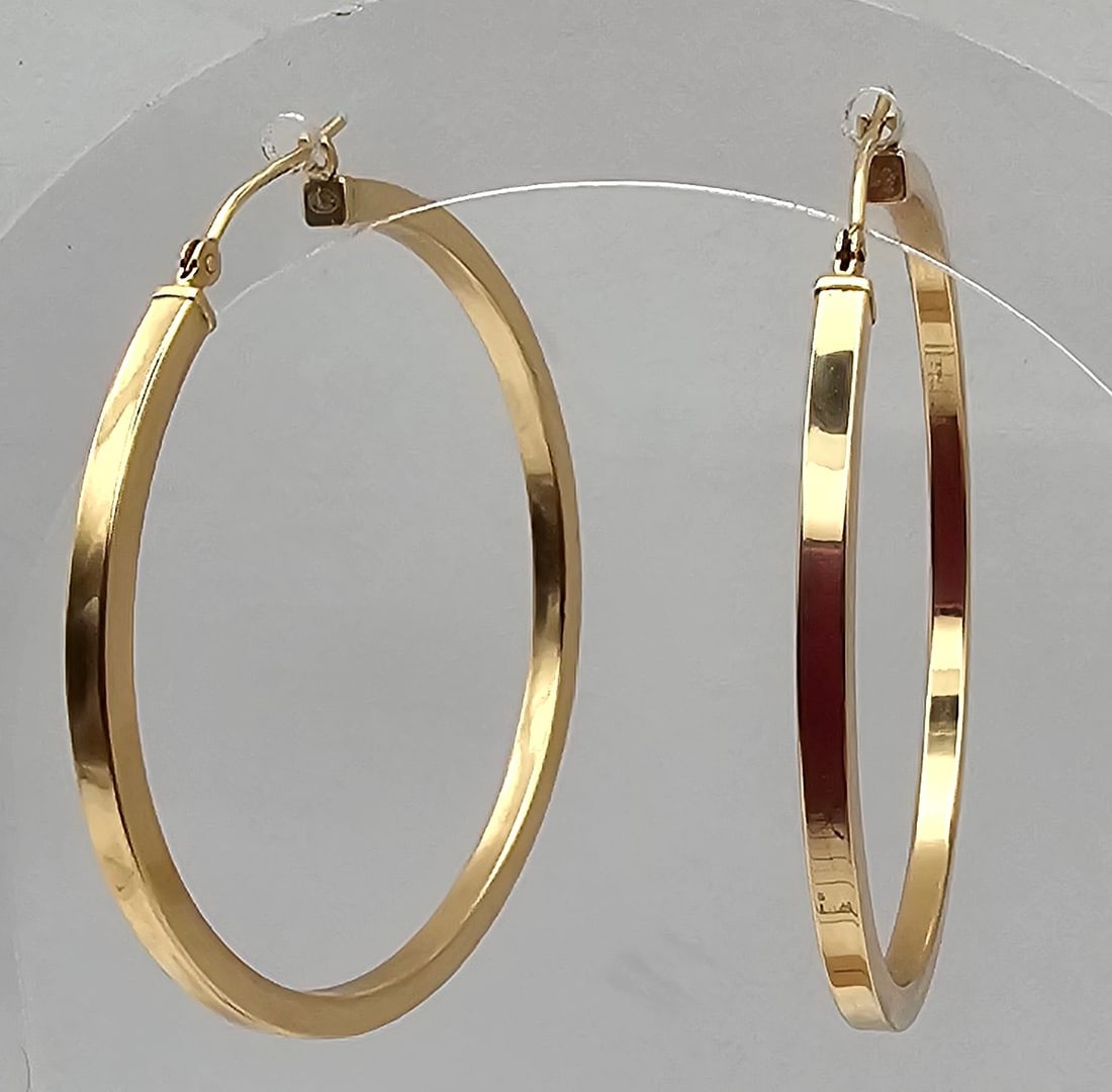 EG 14K Gold Hoop Earrings 2.1 G (1 of 3)