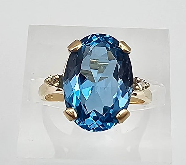 OOW Diamond Topaz 14K Gold P Cocktail Ring Size 4.75 4.1 G (1 of 4)