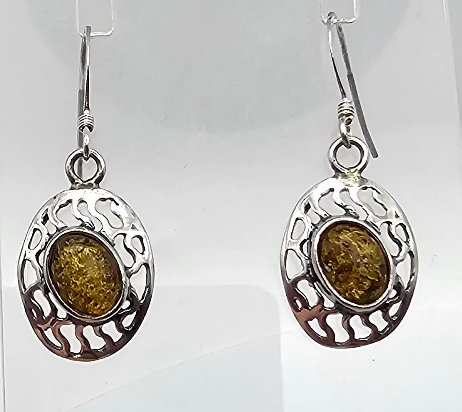 Amber Sterling Silver Earrings 2.4 G (1 of 3)