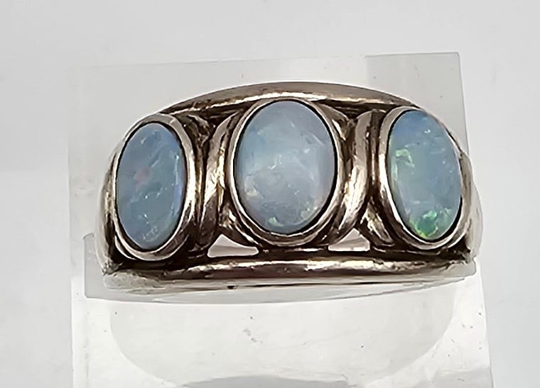Lab Opal Sterling Silver Ring Size 6.75 6.1 G (1 of 5)