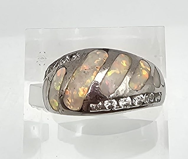 Opal Sterling Silver Cocktail Ring Size 4.75 6.1 G (1 of 5)