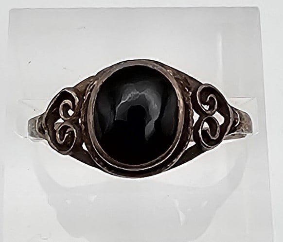 Onyx Sterling Silver Ring Size 8.25 1.5 G (1 of 4)