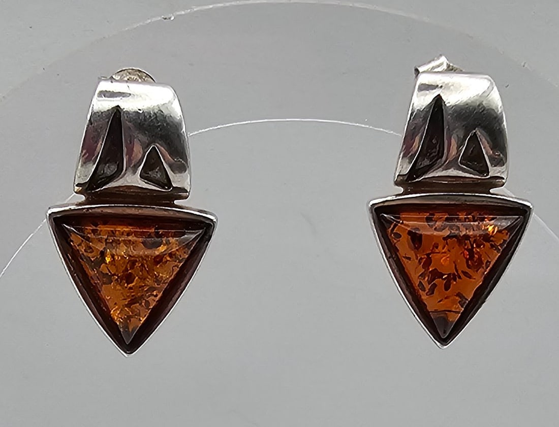 Amber Sterling Silver Earrings 6 G (1 of 3)