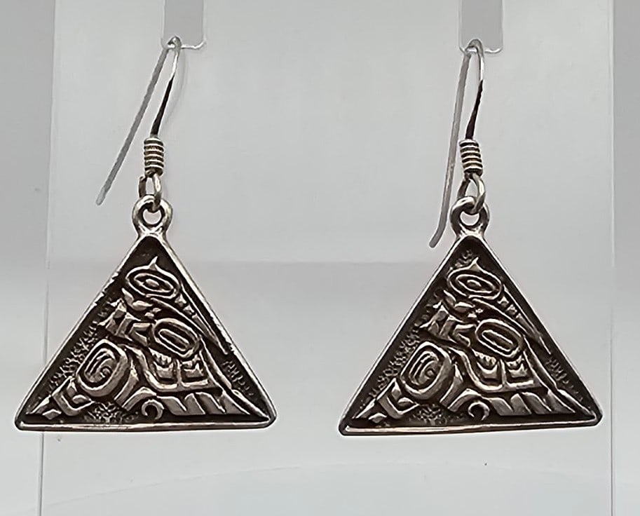 Sterling Silver Aztec Mayan Style Earrings 3.4 G (1 of 3)