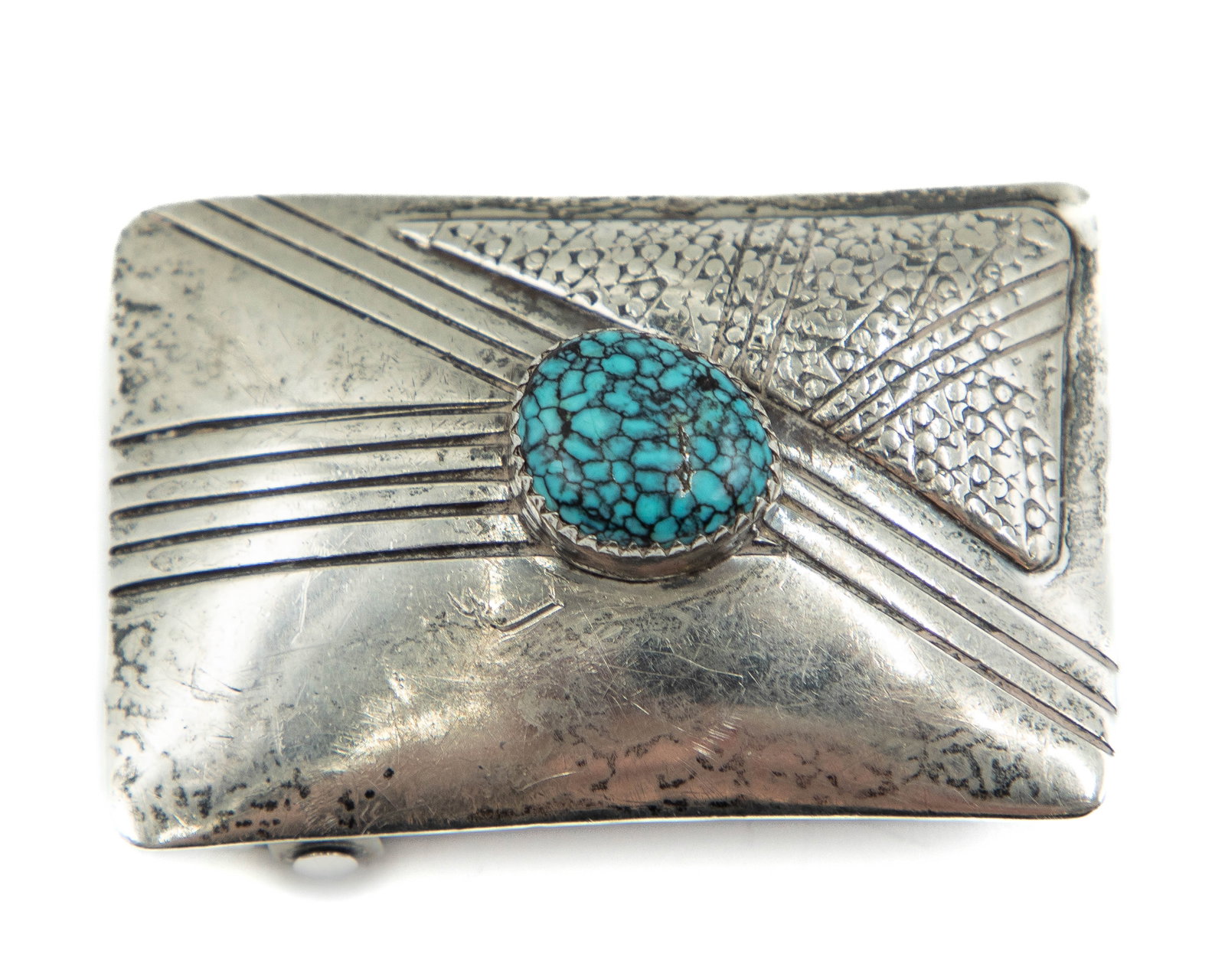 Begay Navajo Sterling Turquoise Belt Buckle: Begay Navajo Sterling Turquoise Belt Buckle 25.3g