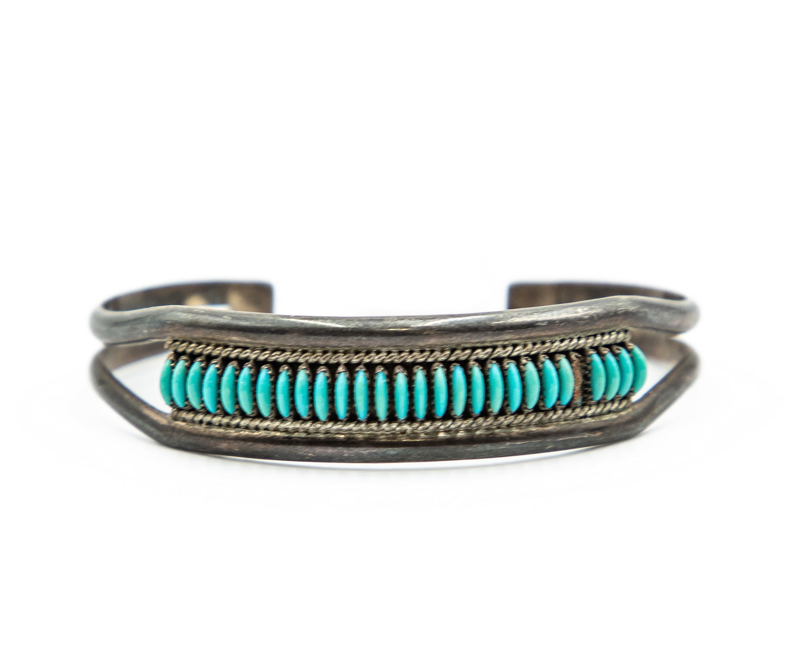 Edith Tsabetsaye Zuni Sterling Needlepoint Turquoise Cuff Bracelet As Is (1 of 4)