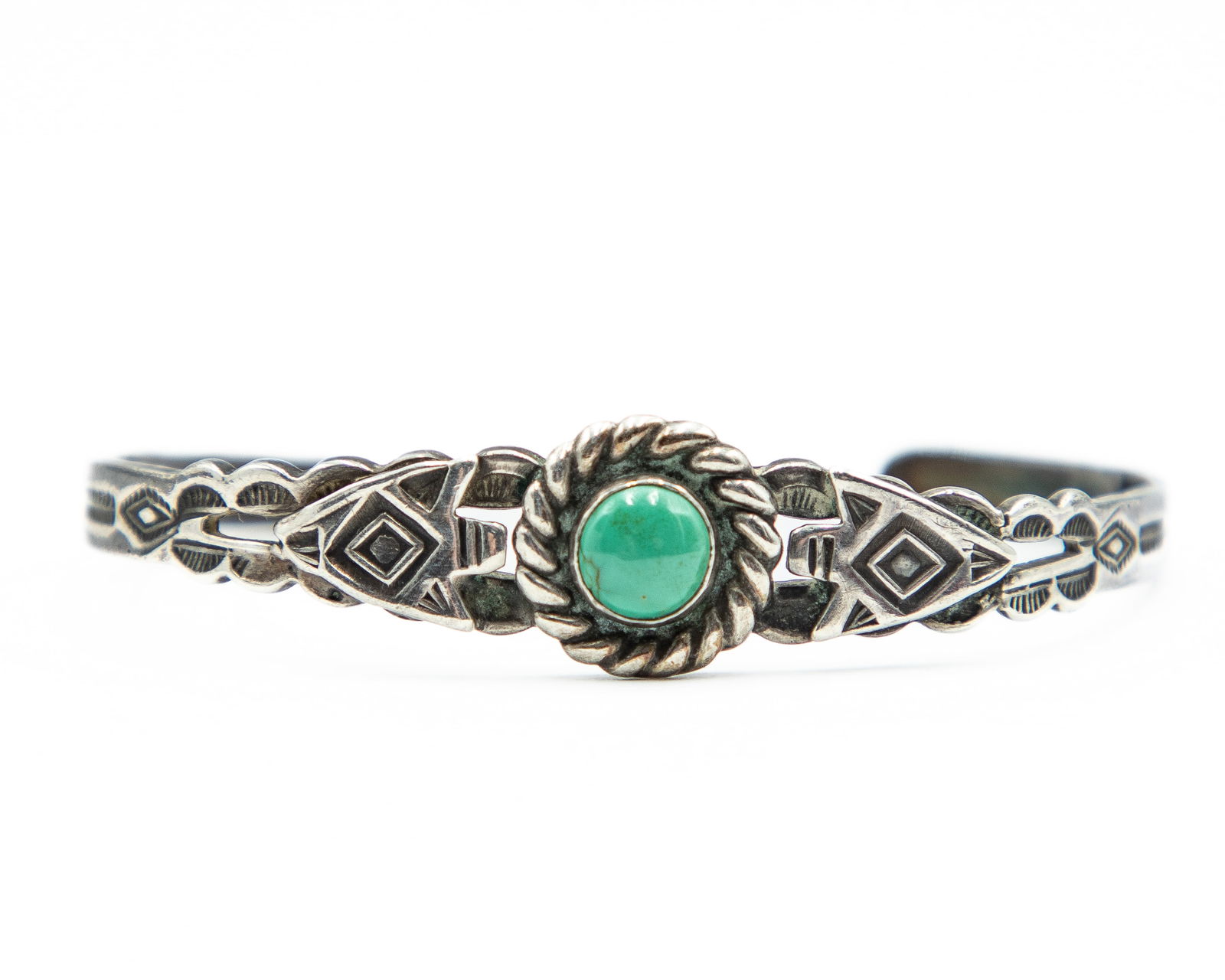 Fred Harvey Era Sterling Turquoise Cuff Bracelet (1 of 3)