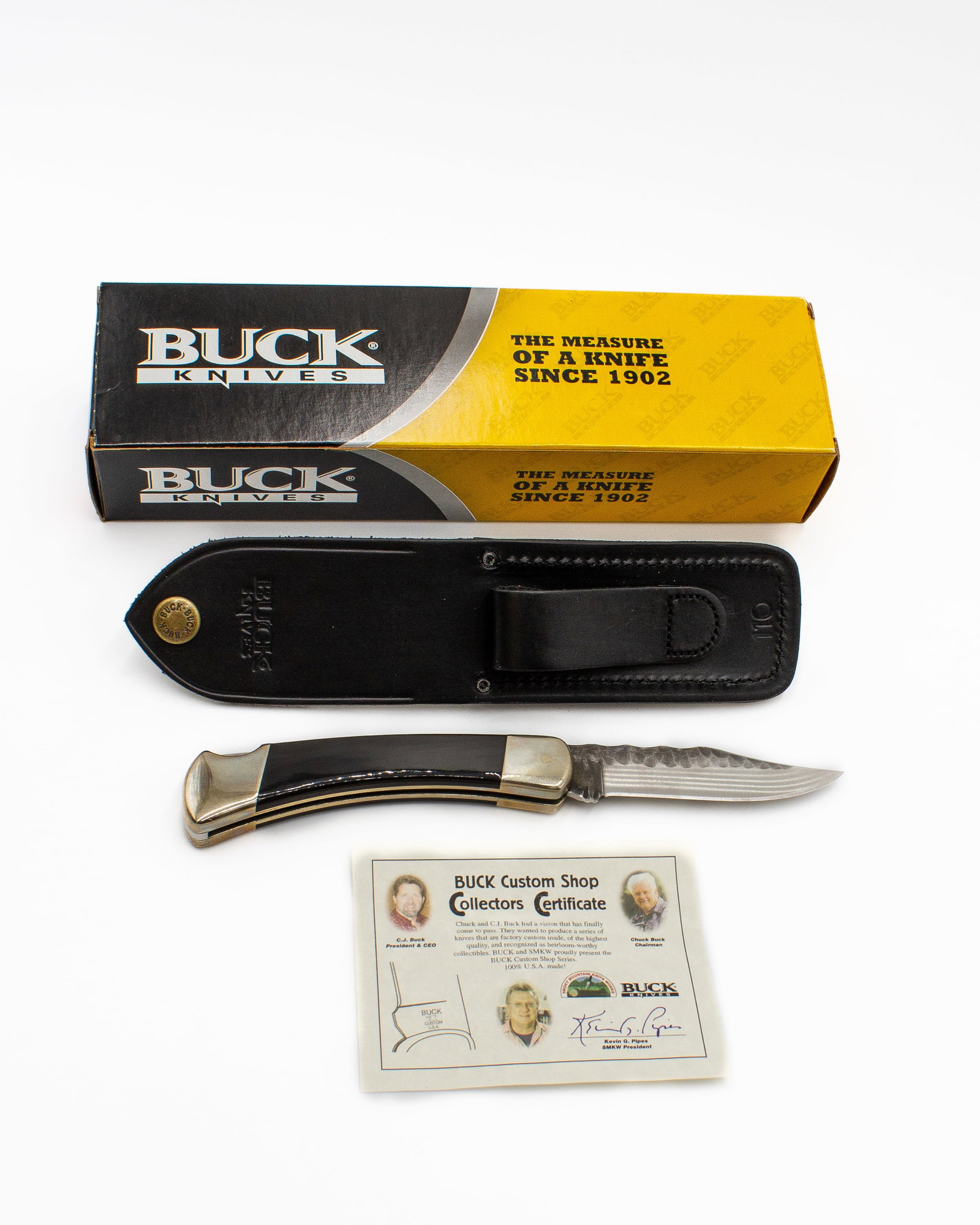 Buck 112 Flint Chip Horn Buffalo Inlay Like New Condition: Buck 112 Flint Chip Horn Buffalo Inlay Like New Condition