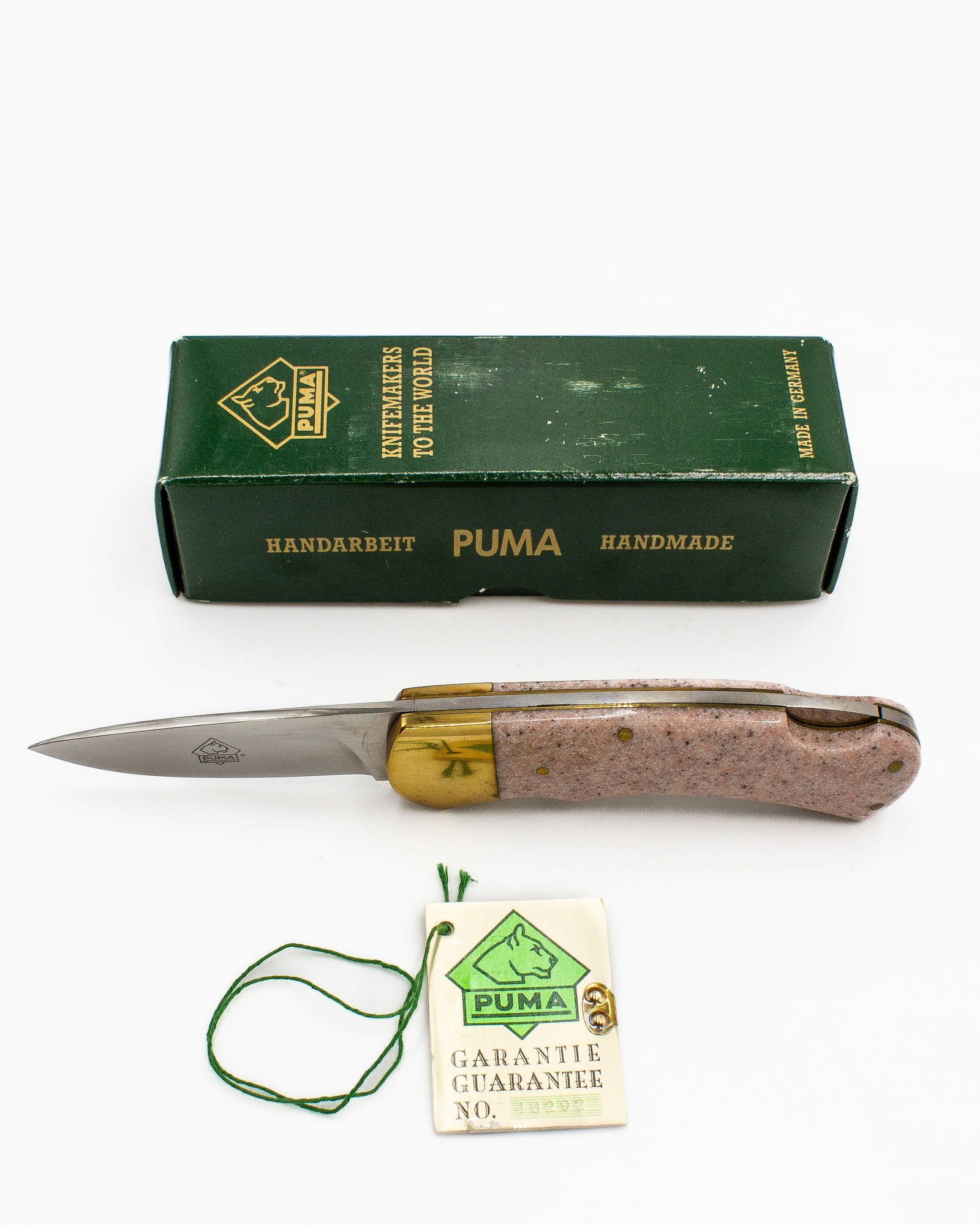 Puma Handmade Pink Stone Folding Knife Like New Condition (1 of 8)