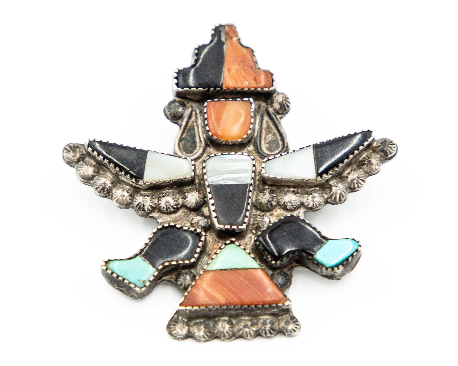 Zuni Sterling Multi Stone Knifewing Inlay Brooch Pin (1 of 3)