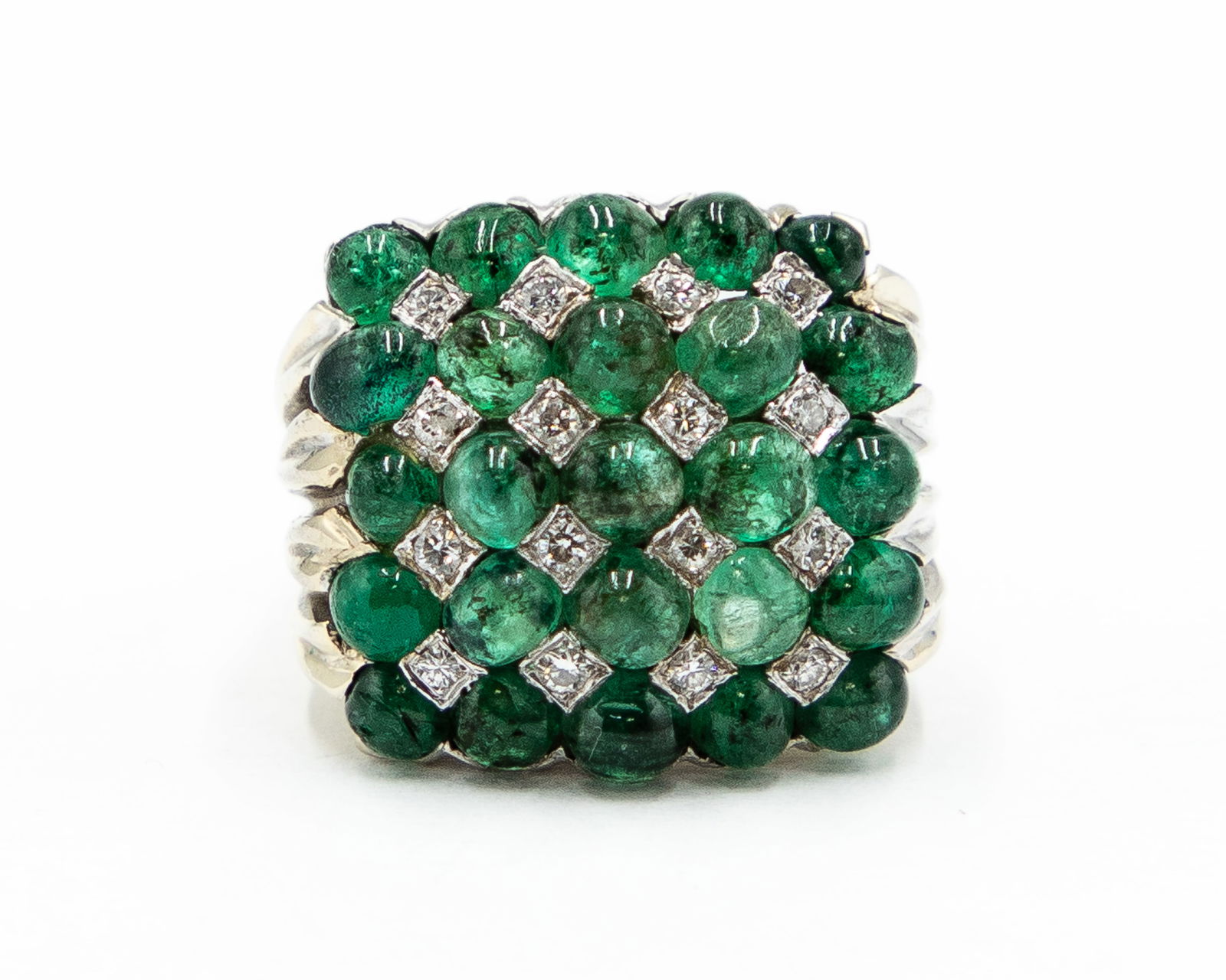 White Sapphire and Green Glass 10k Gold Cocktail Ring Sz. 9 (1 of 6)