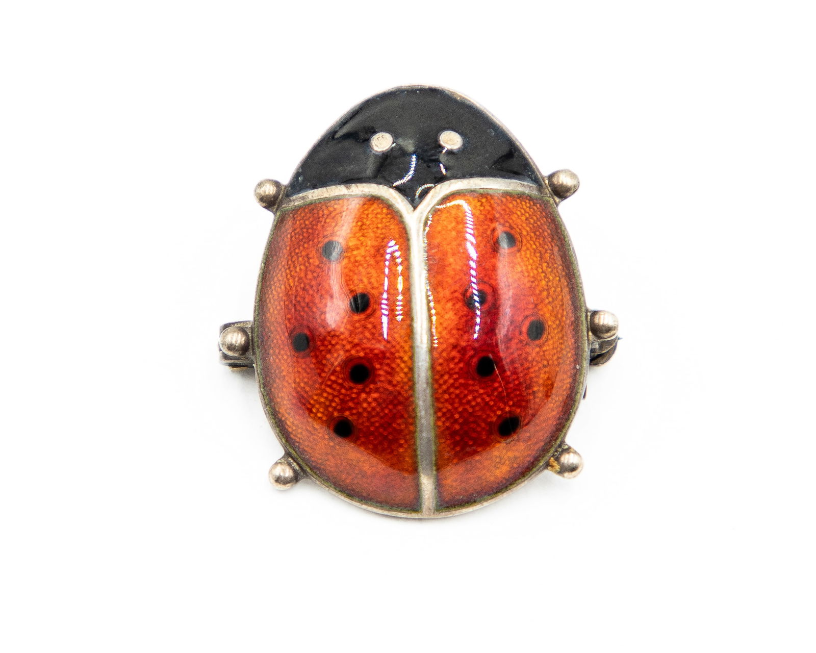 David Andersen Norway Sterling Guilloche Enamel Ladybug Brooch Pin (1 of 3)