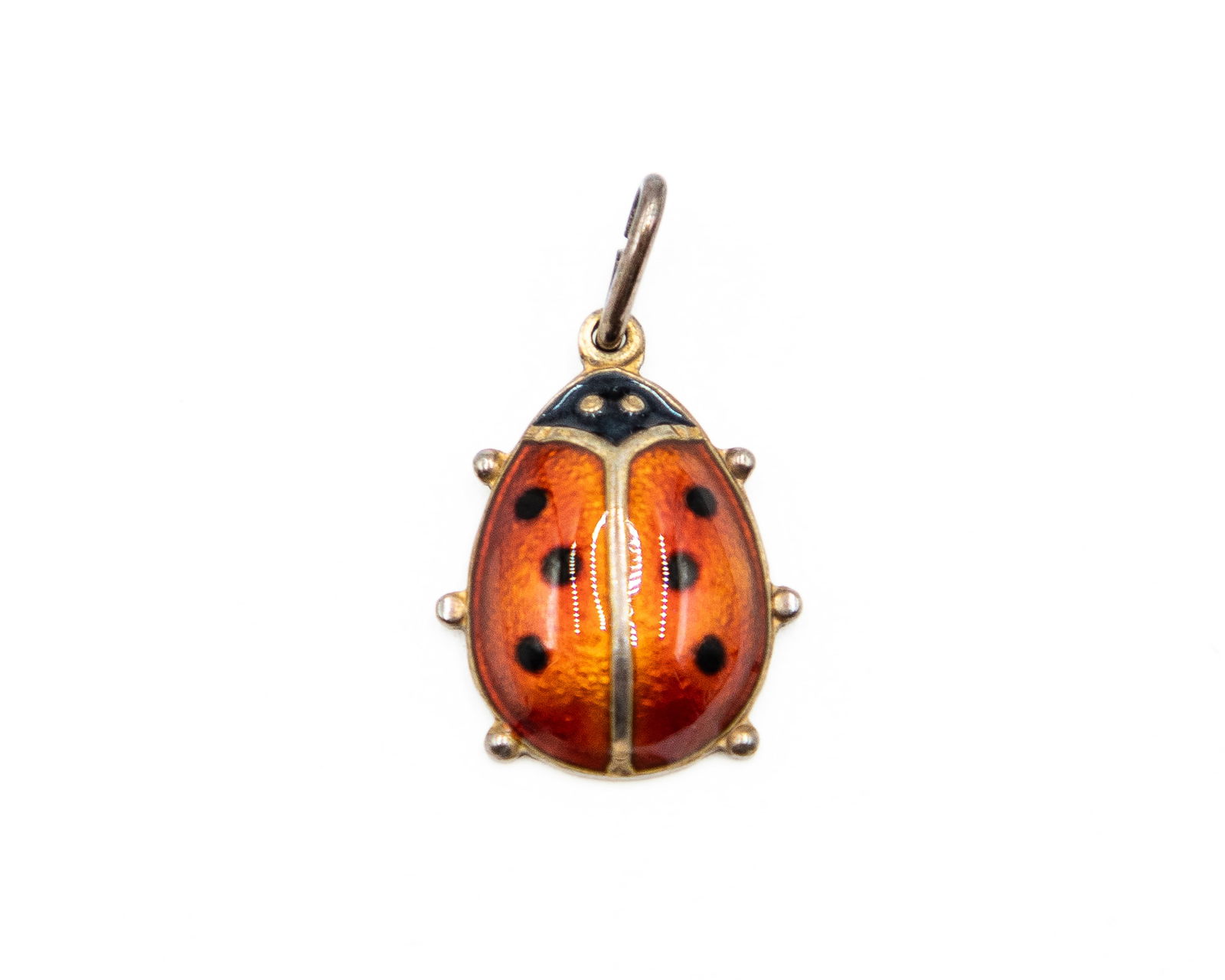 David Andersen Norway Sterling Guilloche Enamel Ladybug Necklace Pendant (1 of 3)