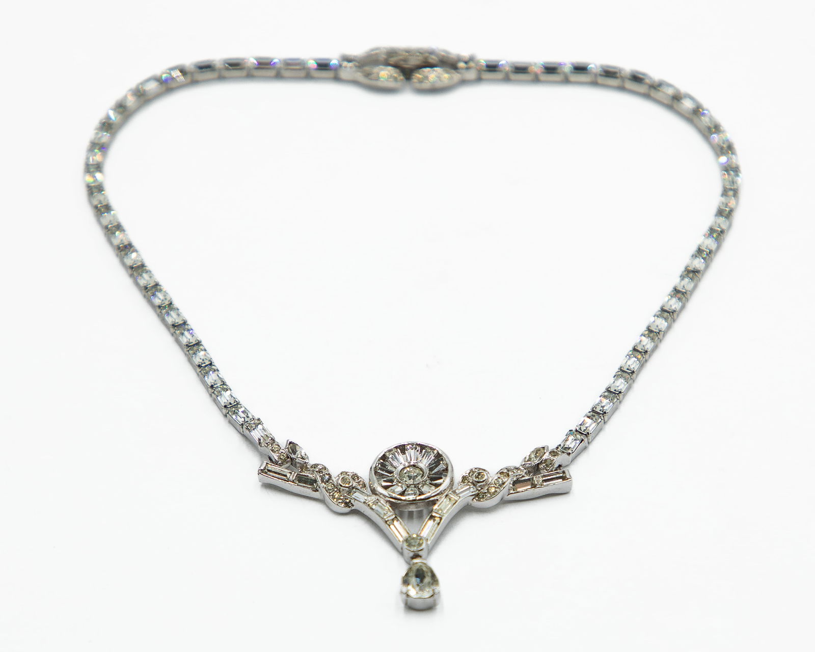 Mazer Bros. Clear Rhinestone Necklace: Mazer Bros. Clear Rhinestone Necklace