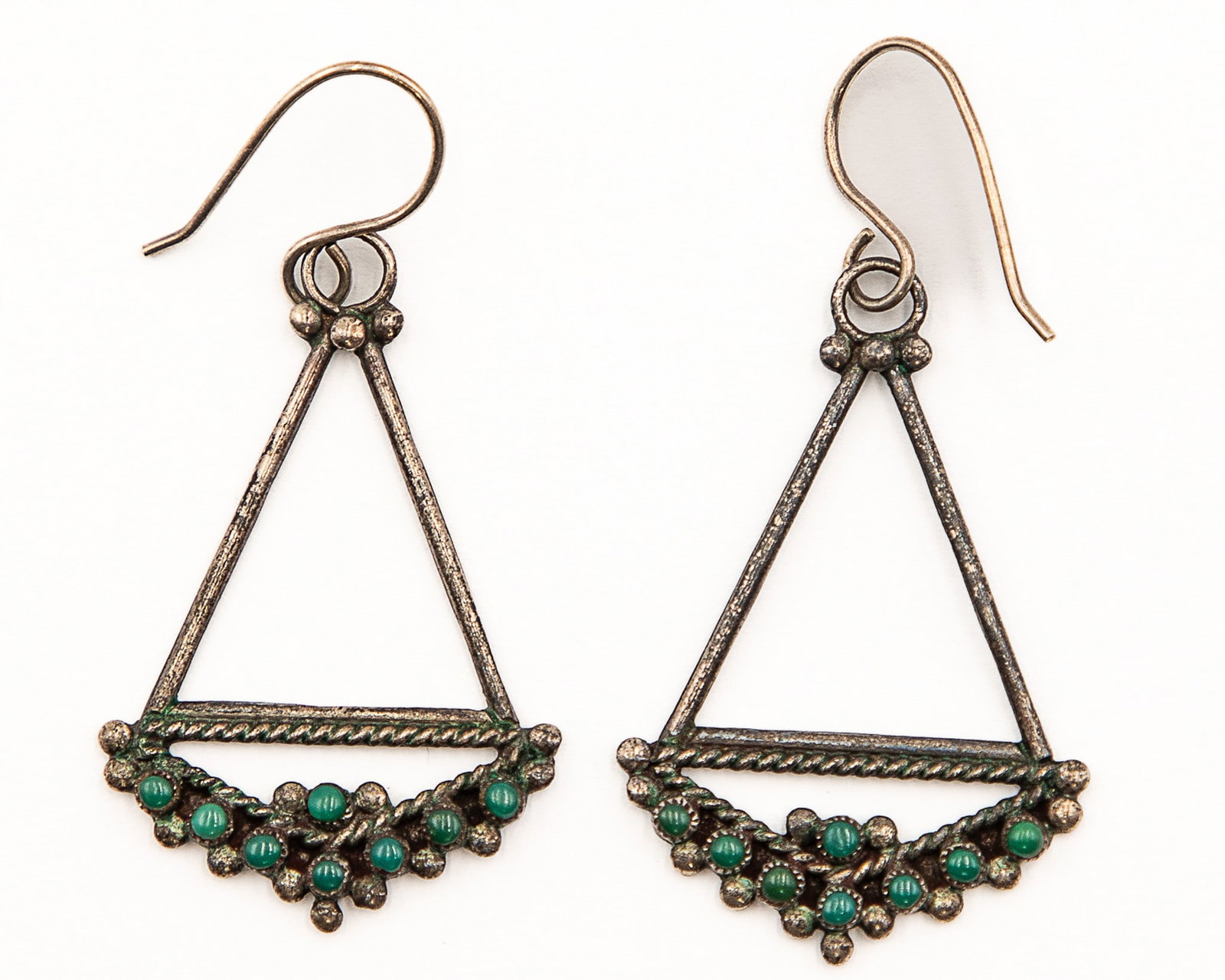 Vintage Zuni Snake Eye Turquoise Chandelier Dangle Earrings: Vintage Zuni Snake Eye Turquoise Chandelier Dangle Earrings 6g