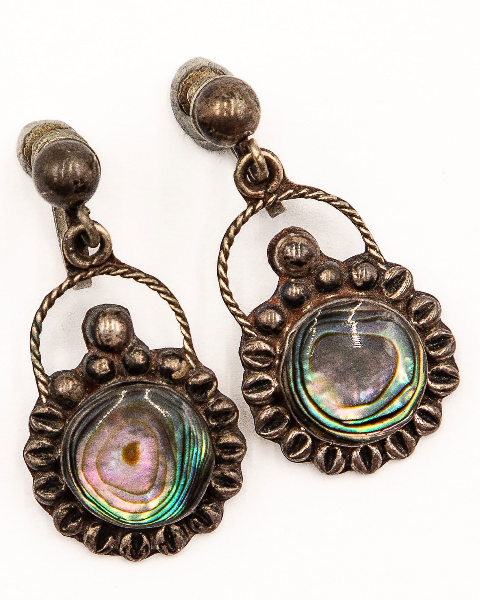 Reveriano & Mria Castillo Taxco Mexico Sterling Abalone Earrings (1 of 4)