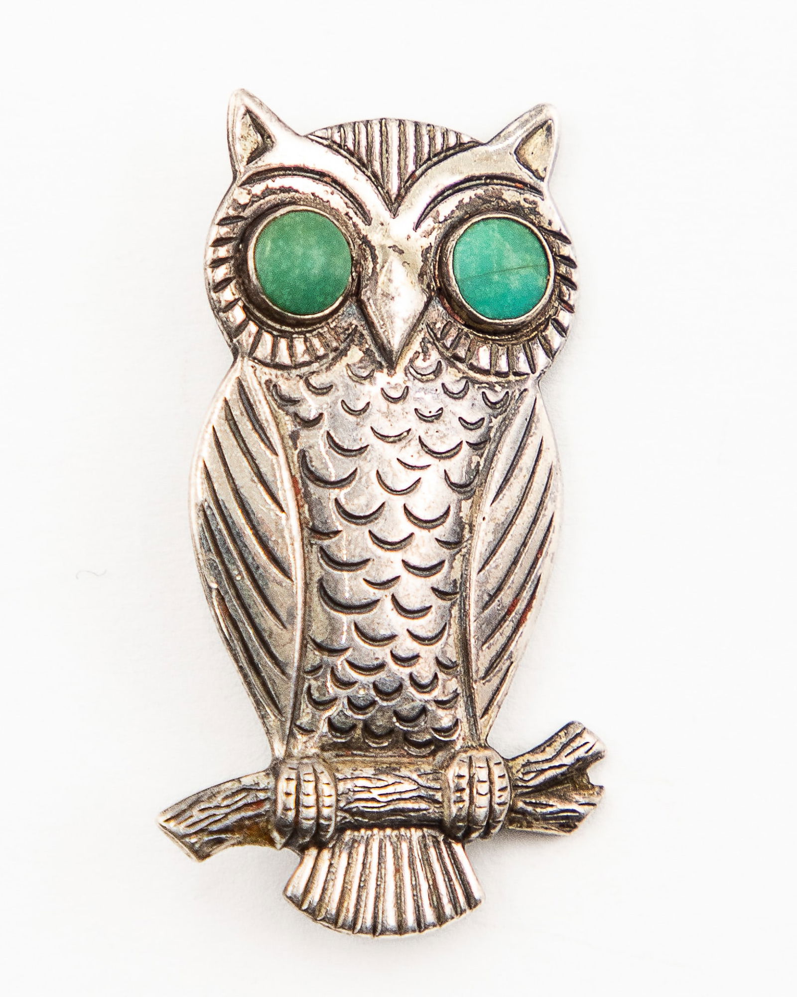 Bell Trading Post Turquoise Sterling Owl Brooch Pin (1 of 4)