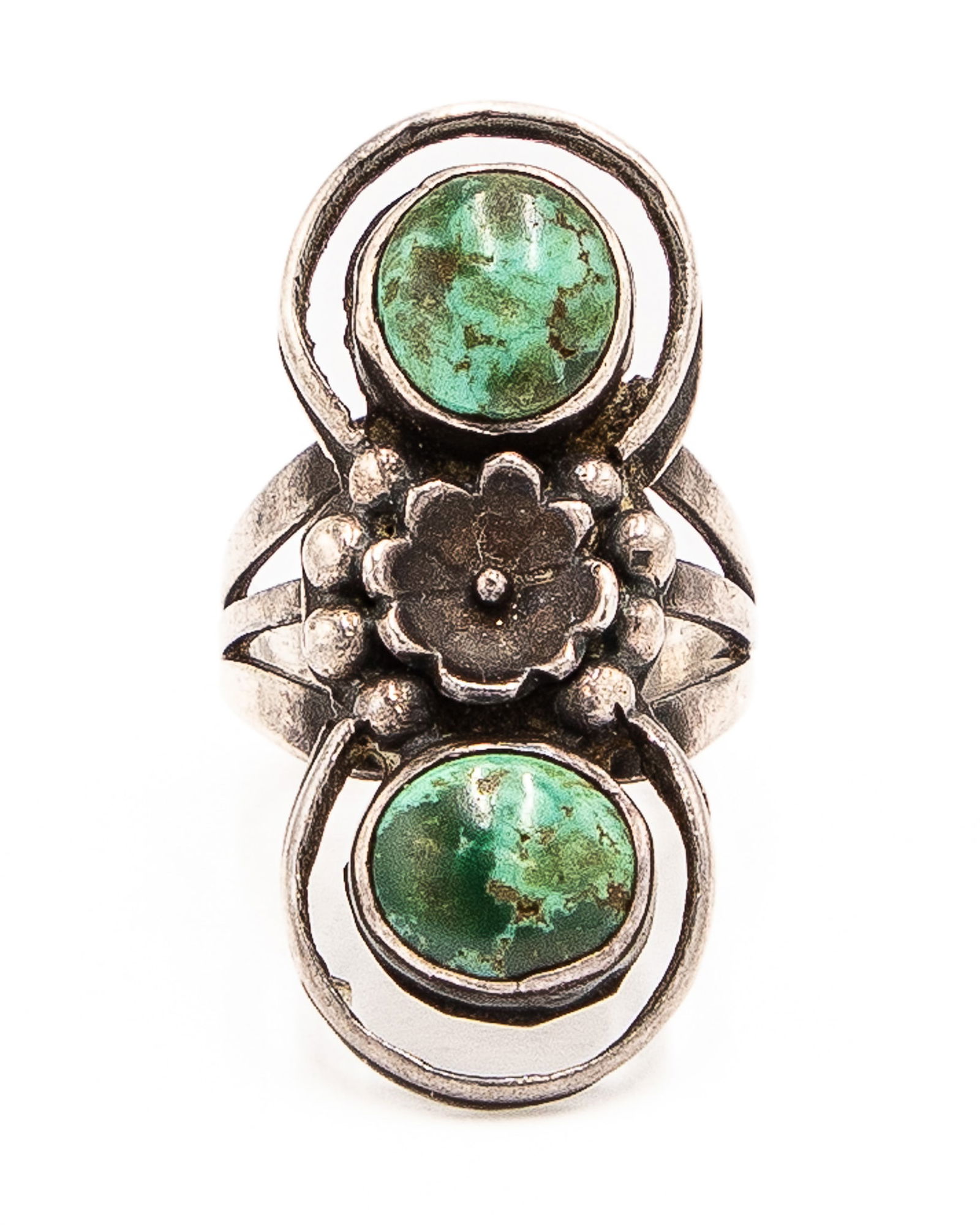 Vintage Navajo Sterling Green Turquoise Ring Sz. 7.5 (1 of 5)