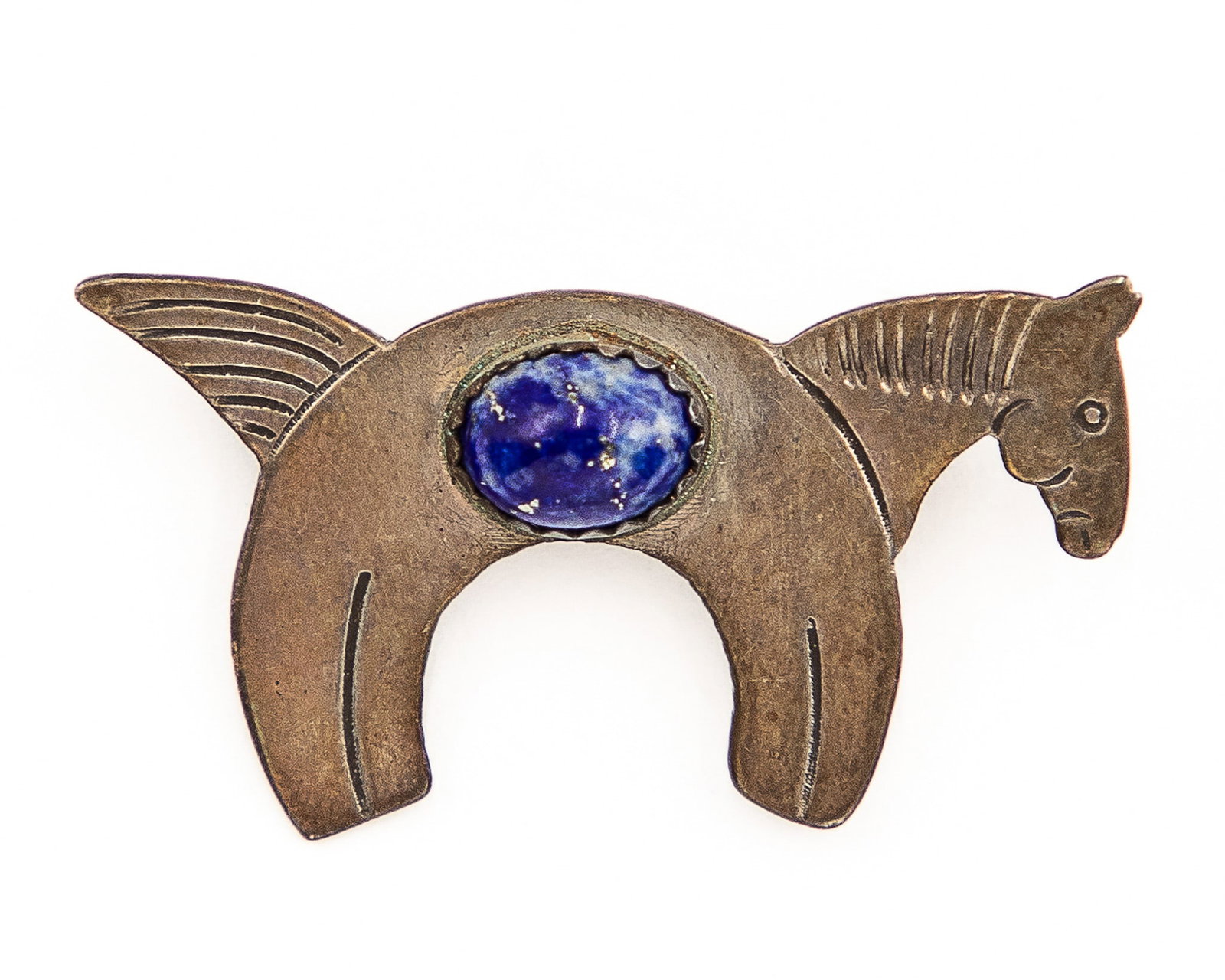 Rick Werito TN Navajo Sterling Lapis Horse Brooch Pin: Rick Werito TN Navajo Sterling Lapis Horse Brooch Pin 4.5g