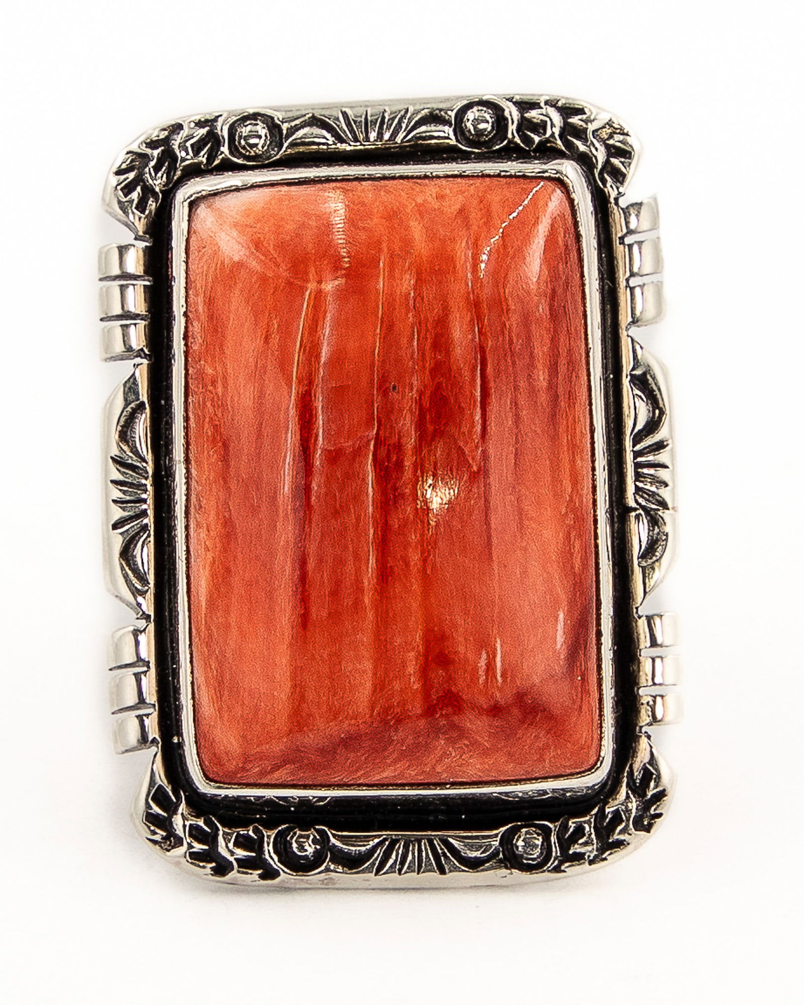 Signed AB Large Navajo Spiny Oyster Sterling Ring Sz. 9 (1 of 6)