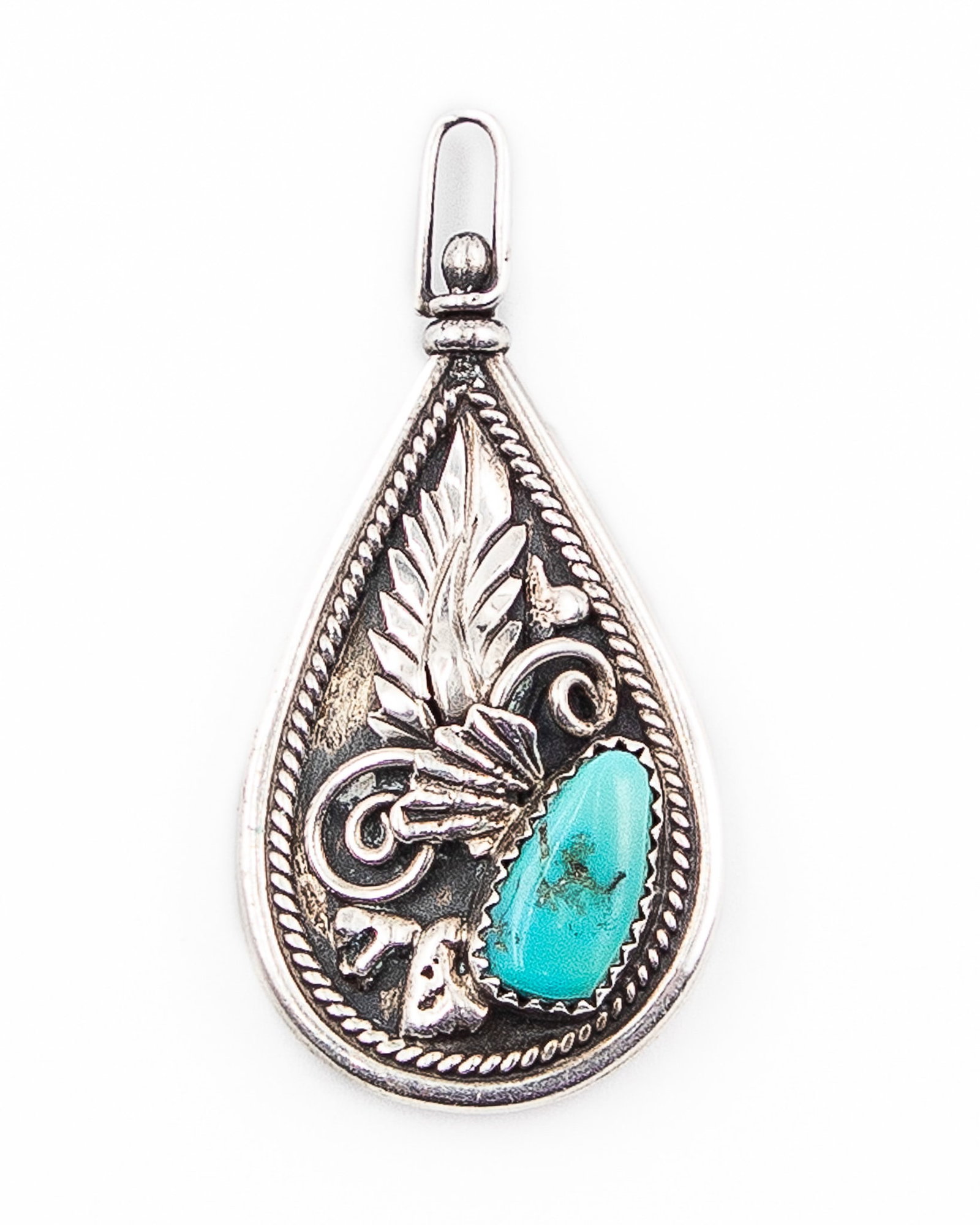 Navajo Turquoise Coral Thunderbird Shadow Box Pendant 11g: Navajo Turquoise Coral Thunderbird Shadowbox Pendant 11g-Crushed turquoise and coral, chunk turquoise-Spins