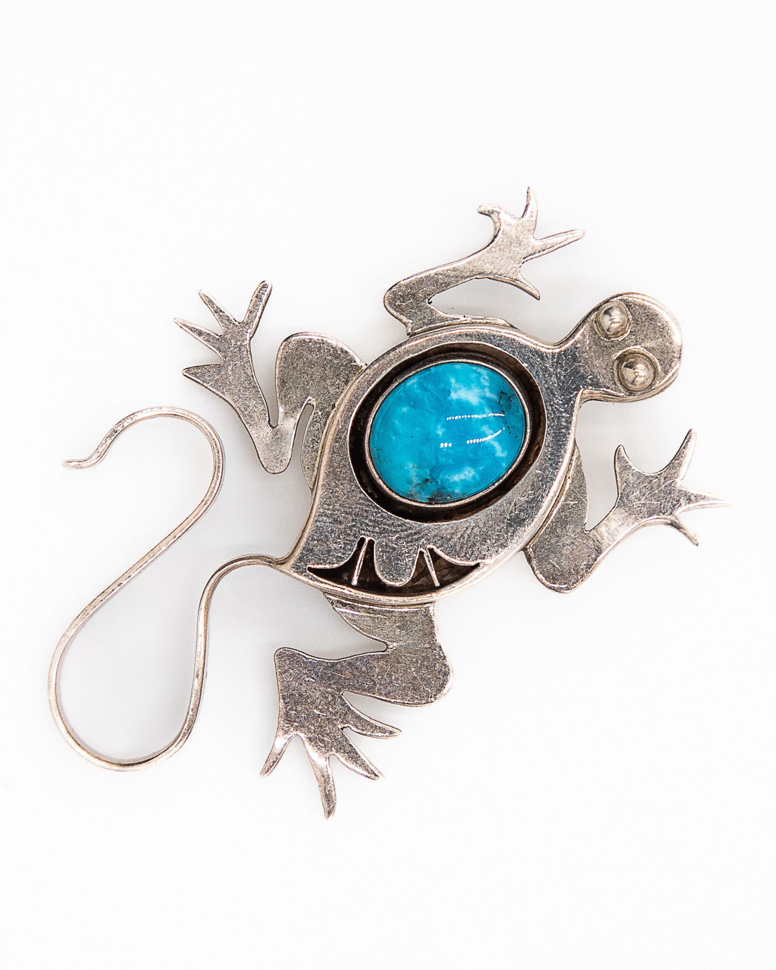 Running Bear Sterling Turquoise Lizard Pendant (1 of 4)