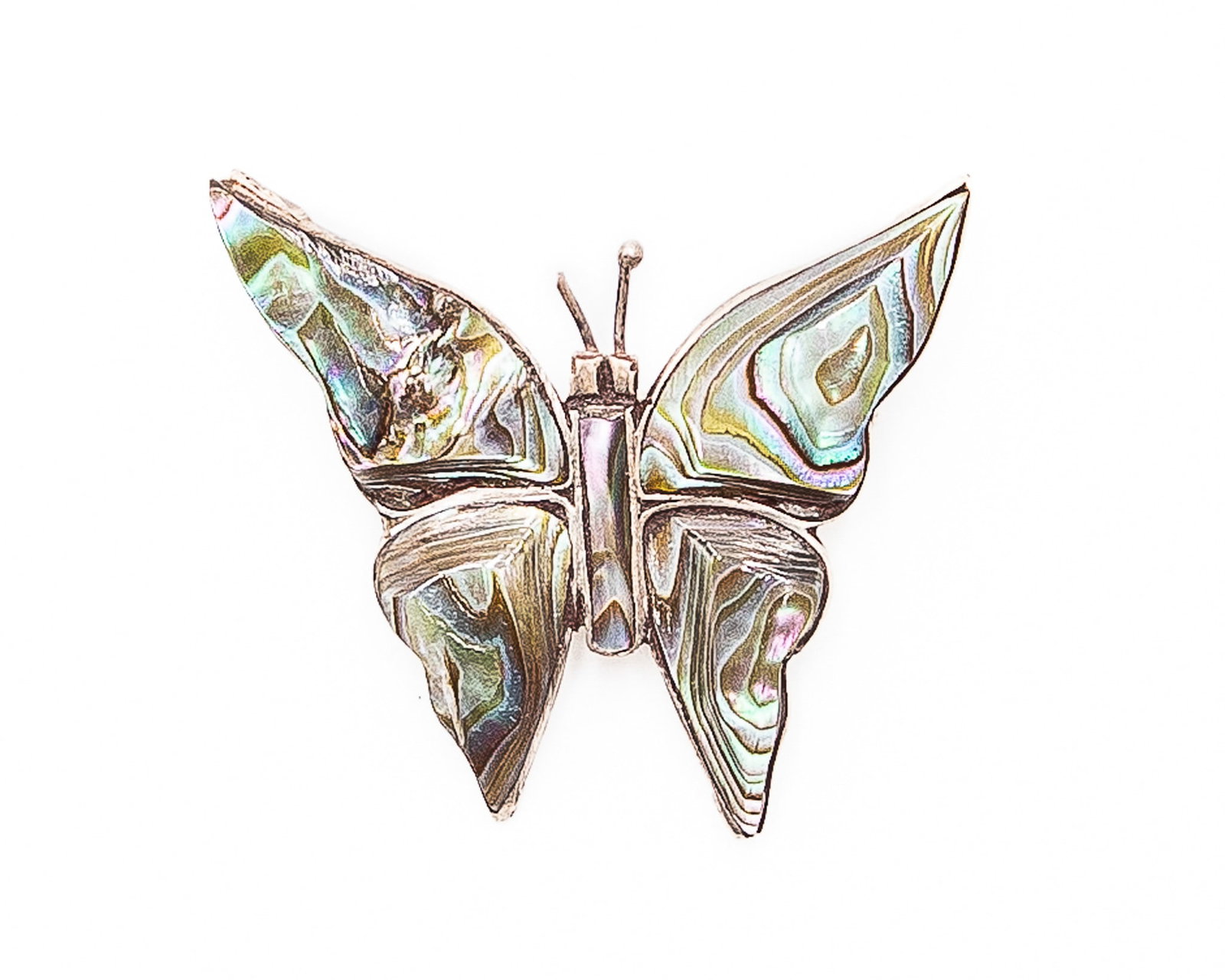 Signed Mexico Sterling Abalone Butterfly Brooch Pin (1 of 4)