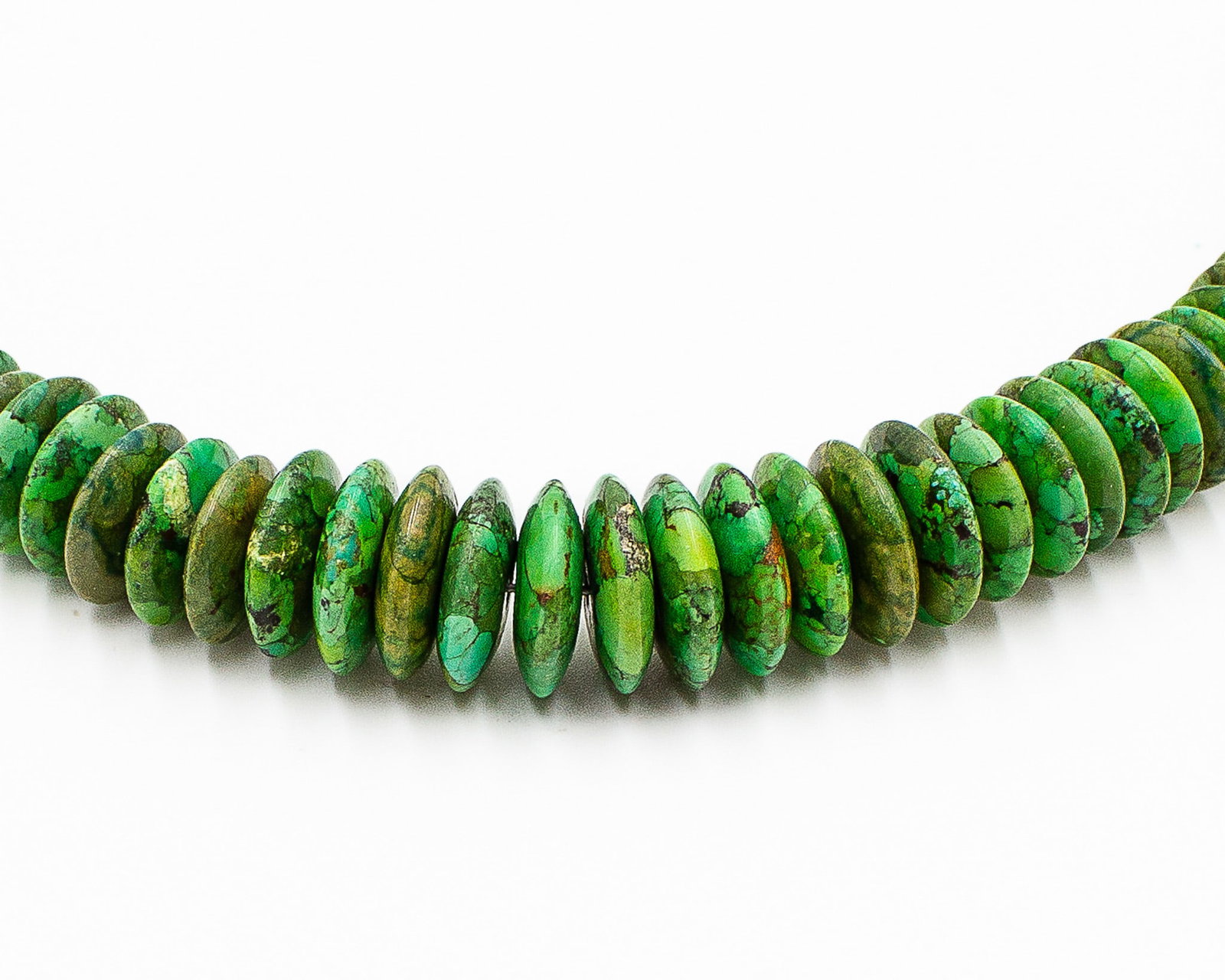 Jay King Mine Finds Green Disk Turquoise Sterling Necklace: Jay King Mine Finds Green Disk Turquoise Sterling Necklace 55.5g