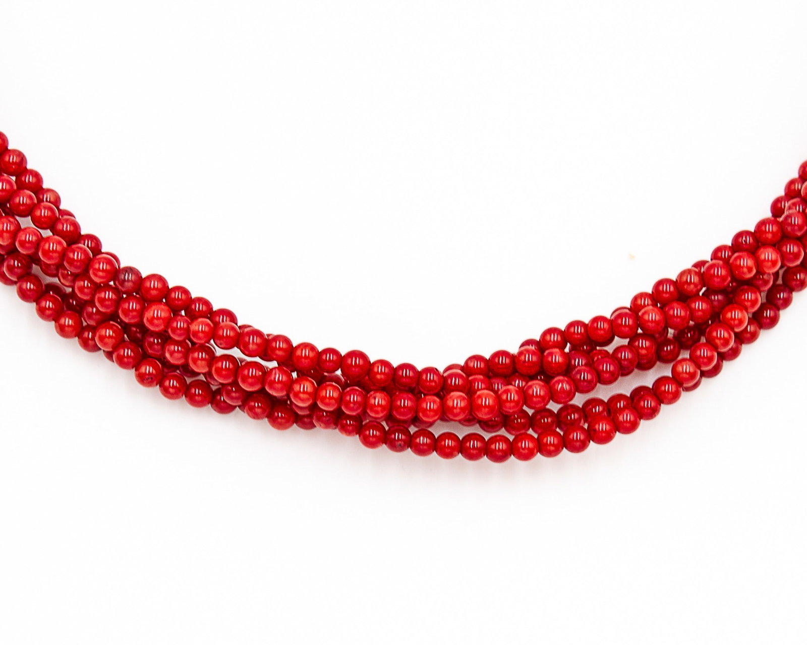 Jay King Mine Finds Coral Sterling Multi Strand Braided Necklace (1 of 4)