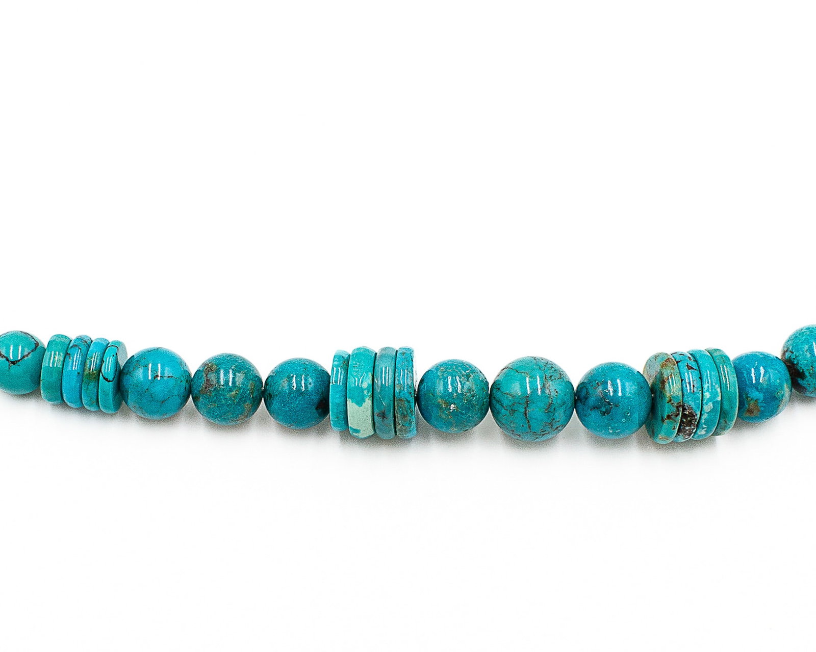 Jay King Mine Finds Round & Disk Turquoise Sterling Necklace: Jay King Mine Finds Round & Disk Turquoise Sterling Necklace 28g