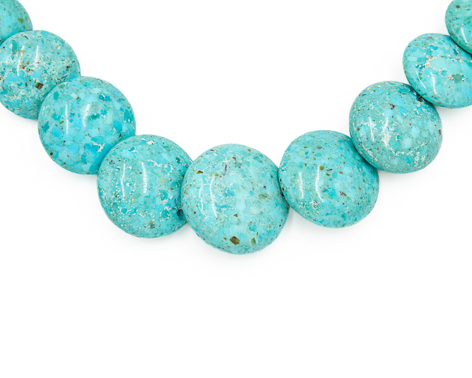 Jay King Mine Finds Graduated Round Disk Turquoise Sterling Necklace: Jay King Mine Finds Graduated Round Disk Turquoise Sterling Necklace 71.2g