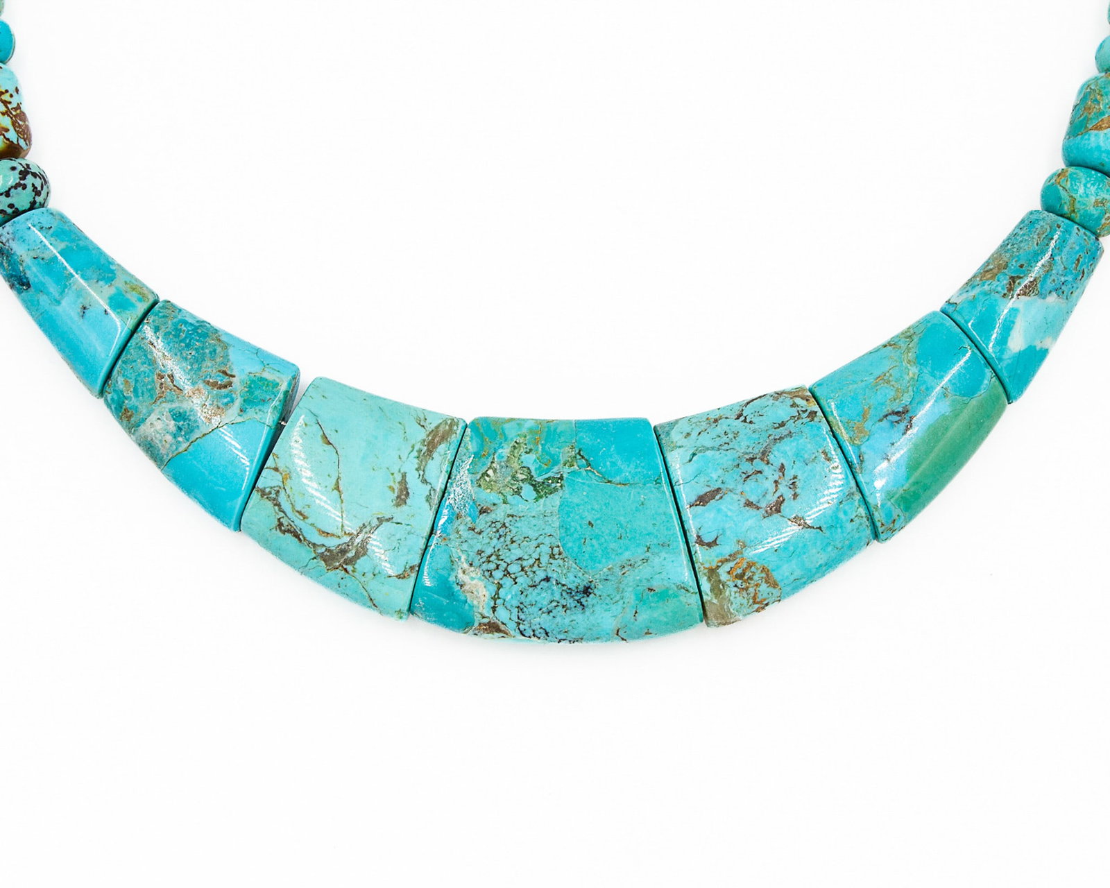 Jay King Mine Finds Graduated Flat Turquoise Sterling Necklace: Jay King Mine Finds Graduated Flat Turquoise Sterling Necklace 61.8g