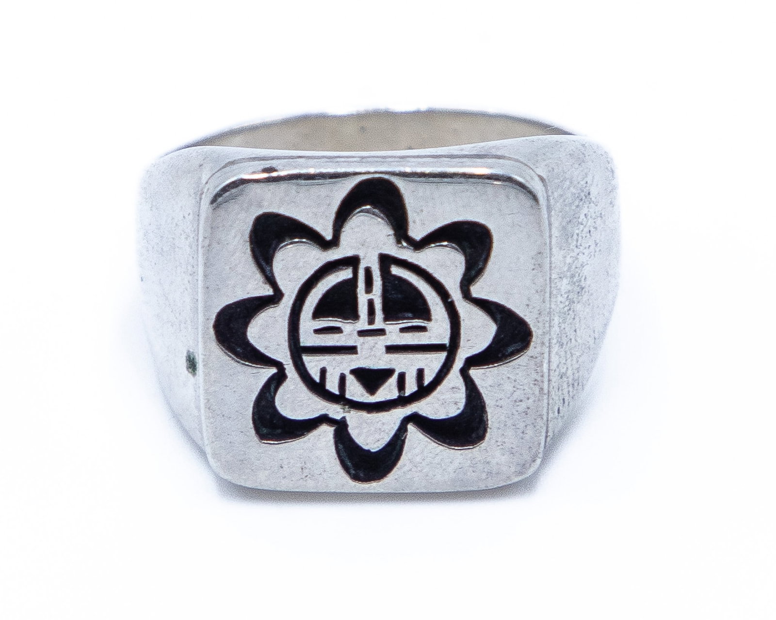 Signed Hopi Sterling Tawa Ring Sz. 10: Signed Hopi Sterling Tawa Ring Sz. 10, 15g-Pictograph Signature