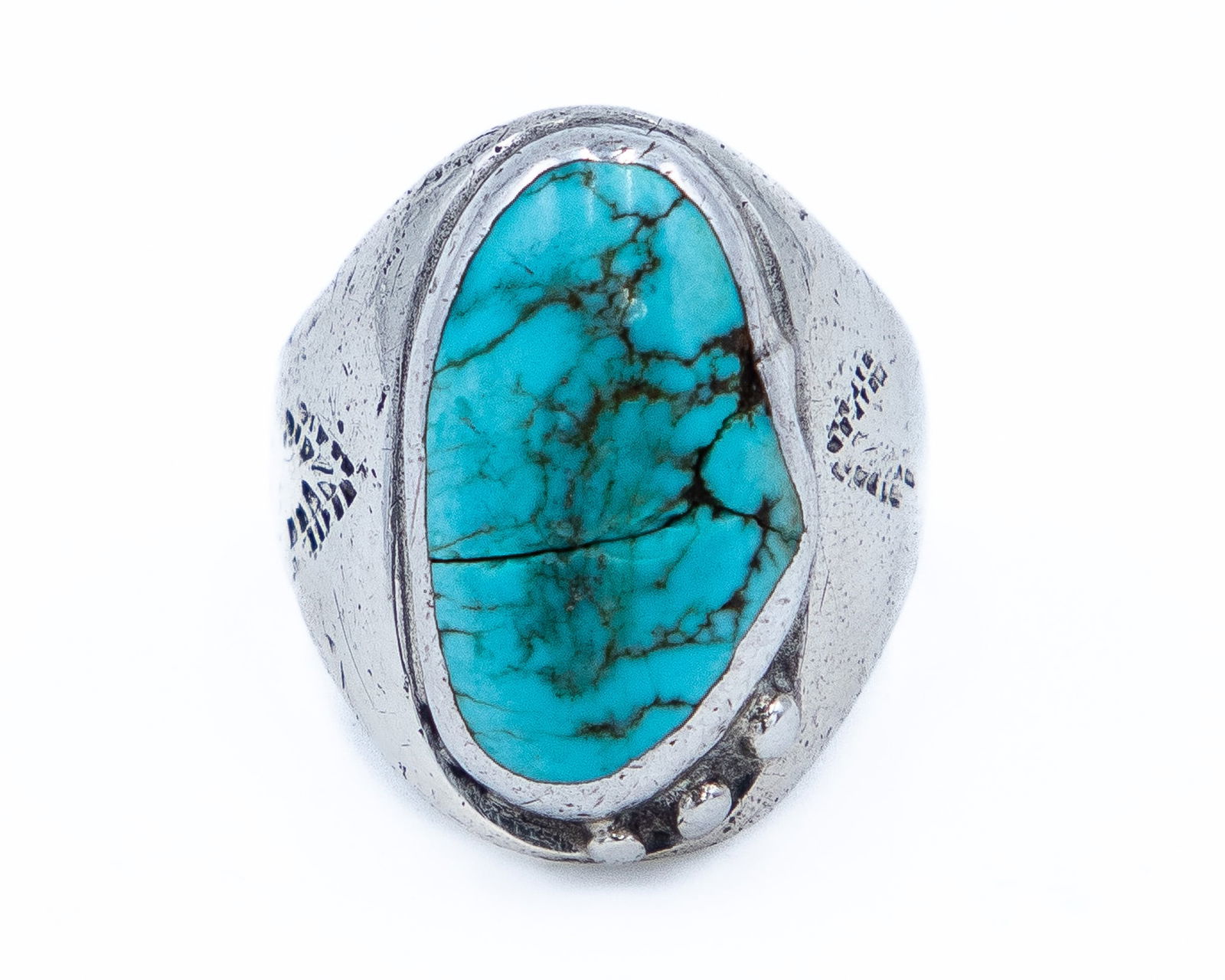 Vintage Navajo Turquoise Sterling Mens Ring Sz. 10 (1 of 5)