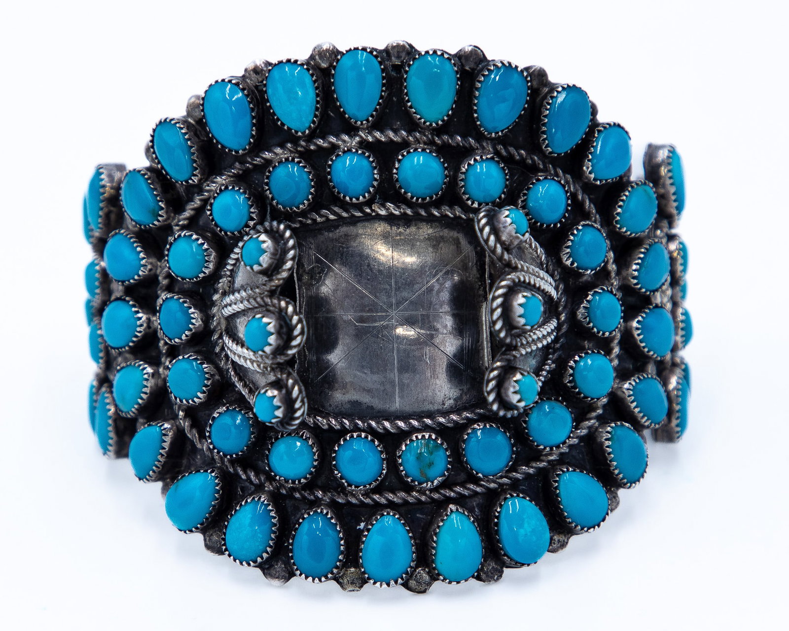Art Acoya Zuni Incredible Sterling Turquoise Watch Cuff Bracelet (1 of 8)