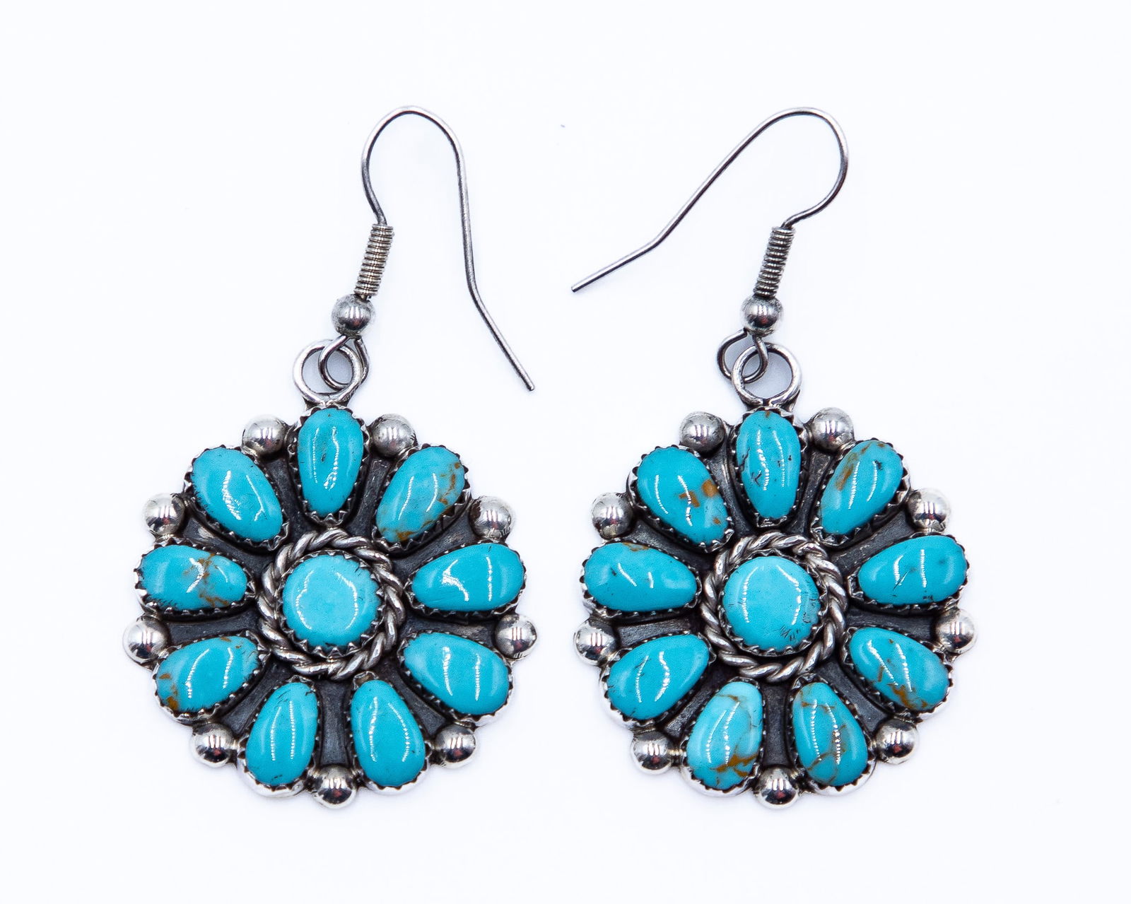 Tom Billy Sterling Turquoise Cluster Earrings (1 of 4)