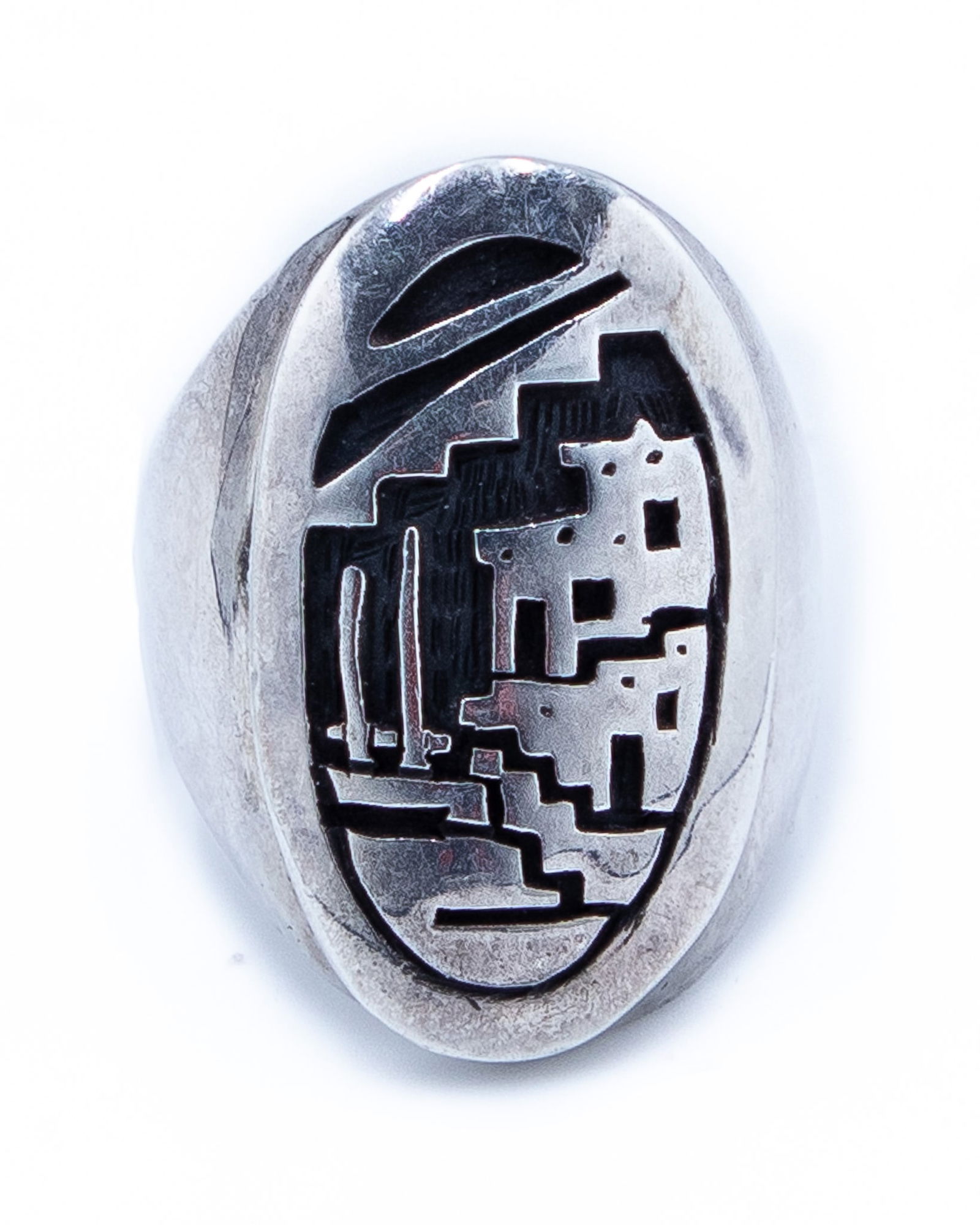 Joe Josytewa Hopi Sterling Pueblo Ring Sz. 9: Joe Josytewa Hopi Sterling Pueblo Ring Sz. 9, 21g