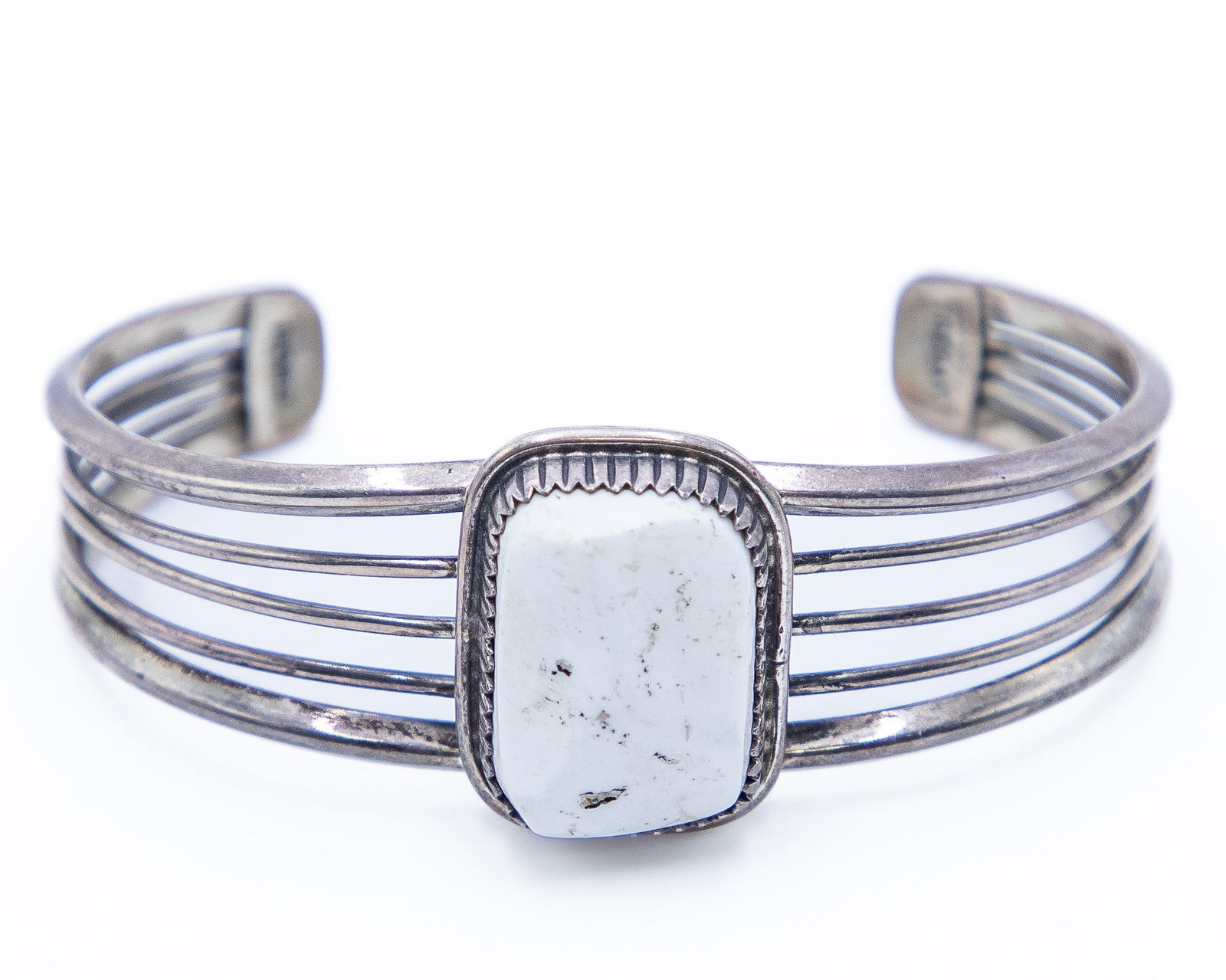Begay White Buffalo Turquoise Sterling Cuff Bracelet (1 of 8)