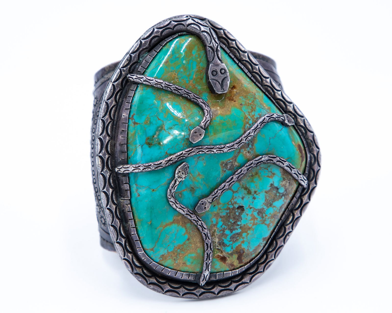 Tom Sam AKA Strong John The Best HUGE Royston Turquoise Sterling Cuff Bracelet (1 of 10)