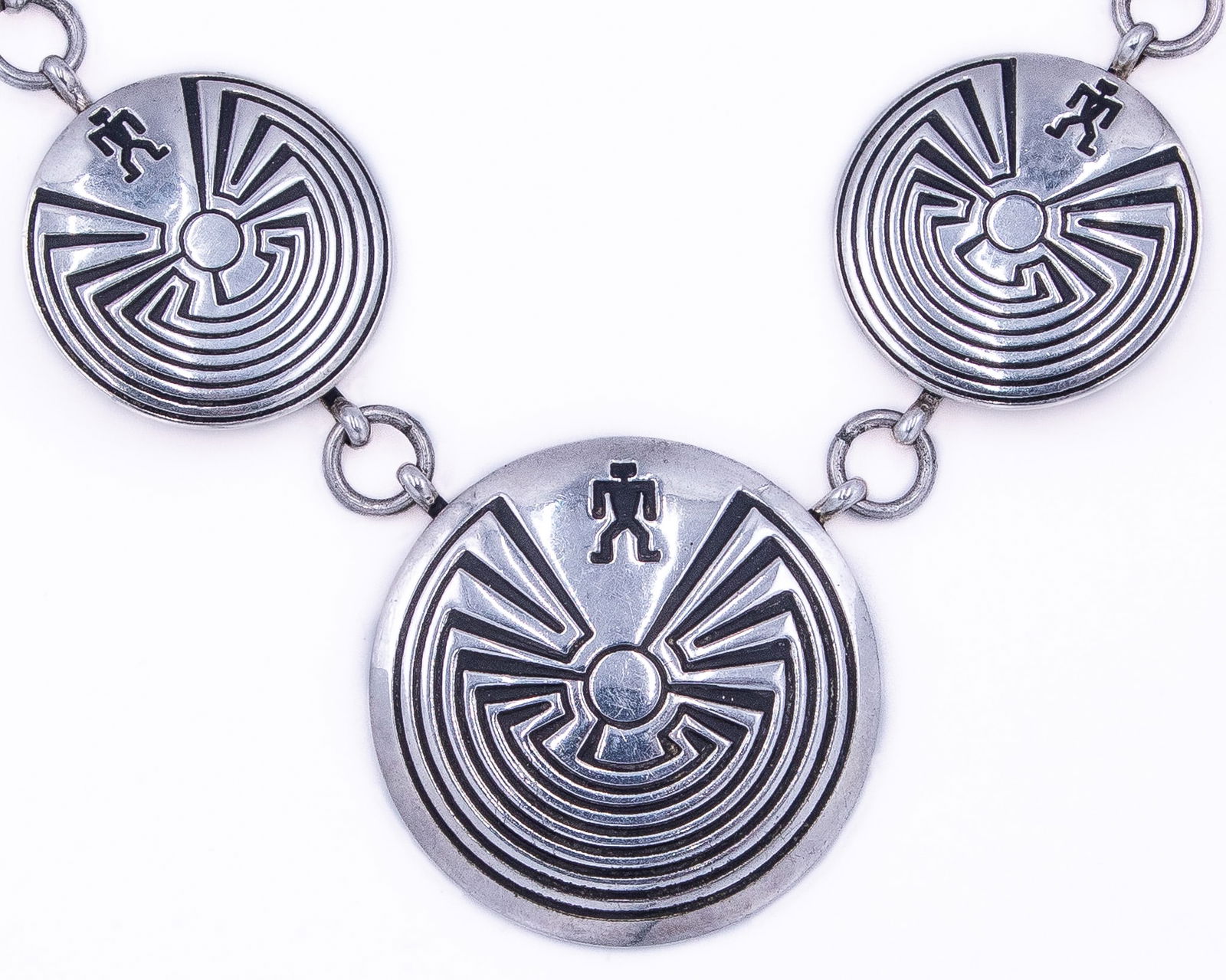Hopi Man In The Maze Sterling Necklace: Hopi Man In The Maze Sterling Necklace 65g