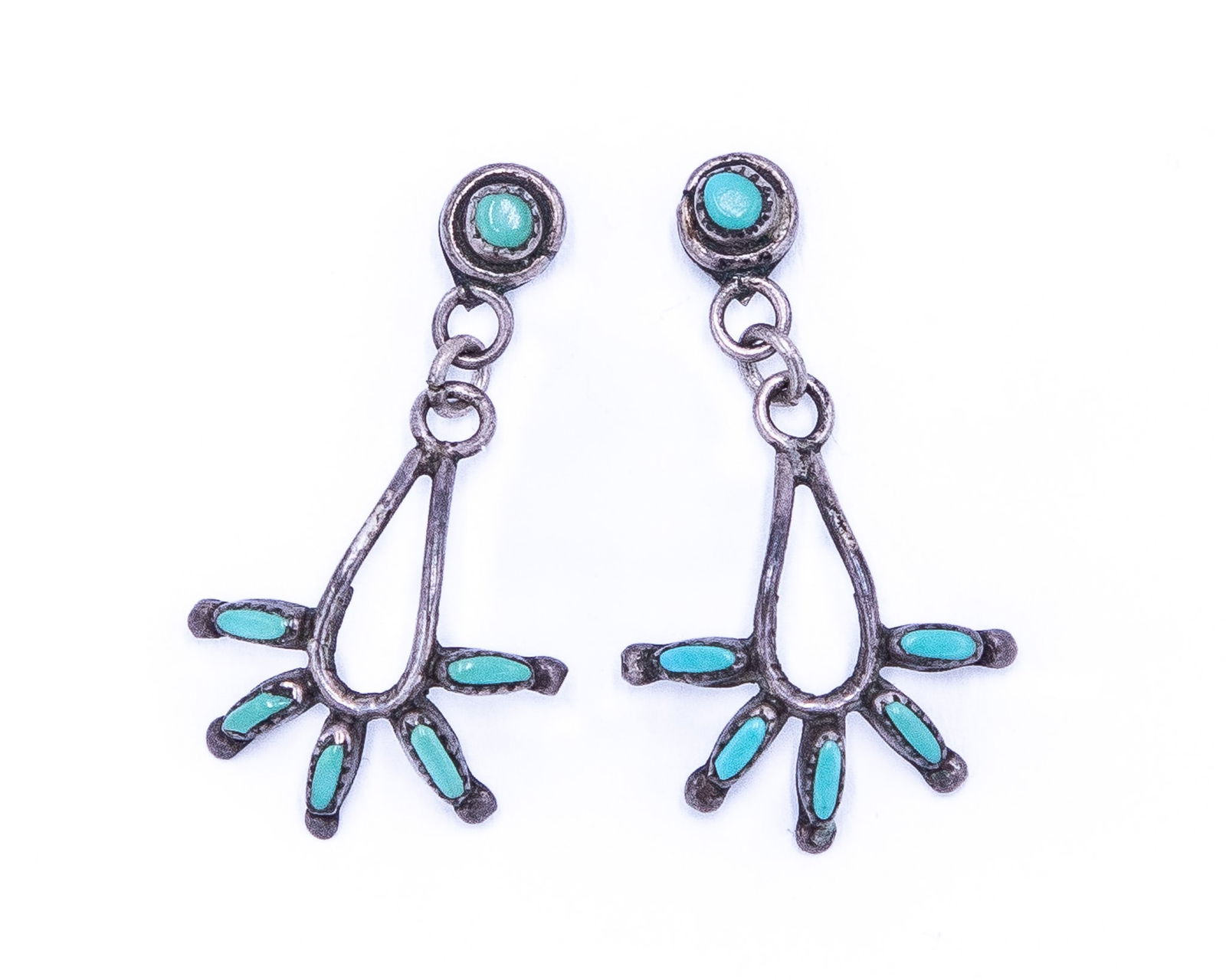 Vintage Zuni Needlepoint Turquoise Sterling Earrings (1 of 3)