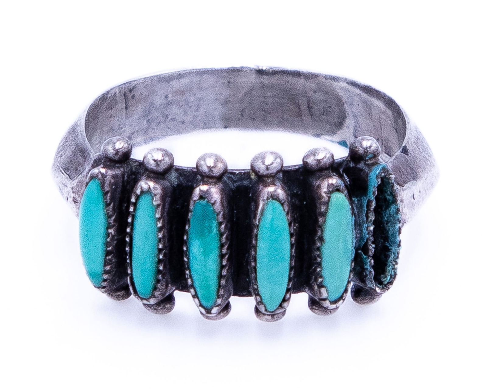 Janice Paloma Zuni Needlepoint Turquoise Sterling Ring Sz 7 As Is (1 of 5)