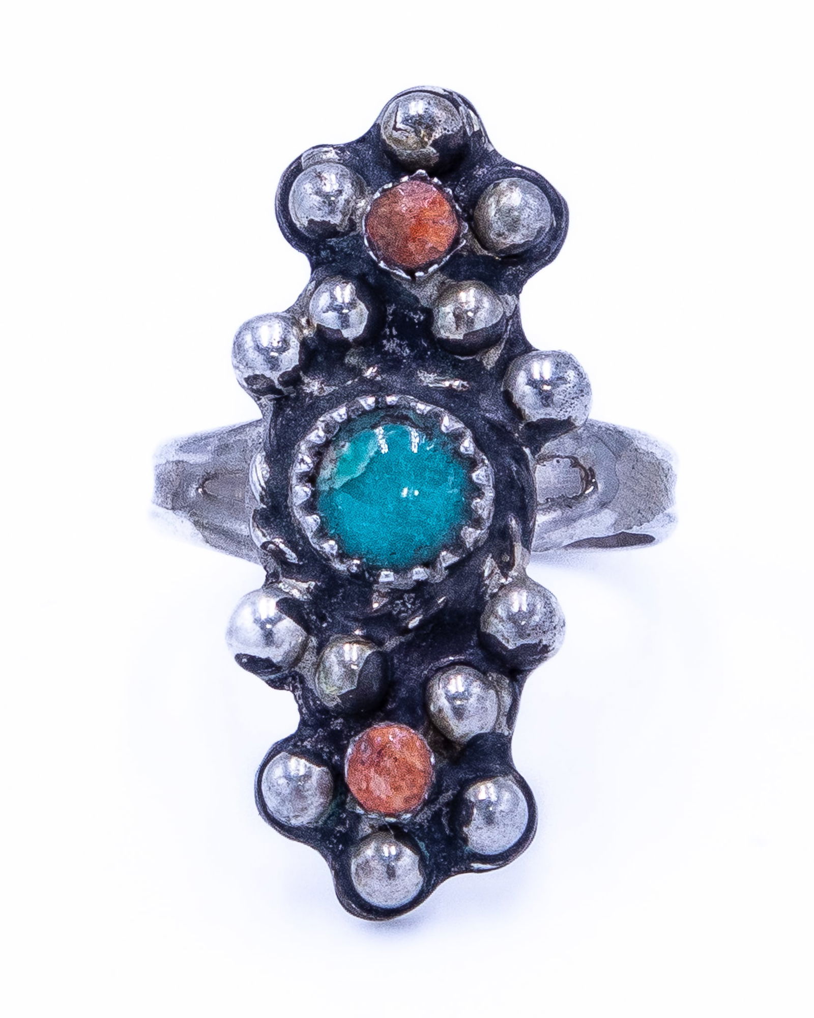 Vintage Zuni Jasper Green Turquoise Sterling Ring Sz 8 (1 of 6)