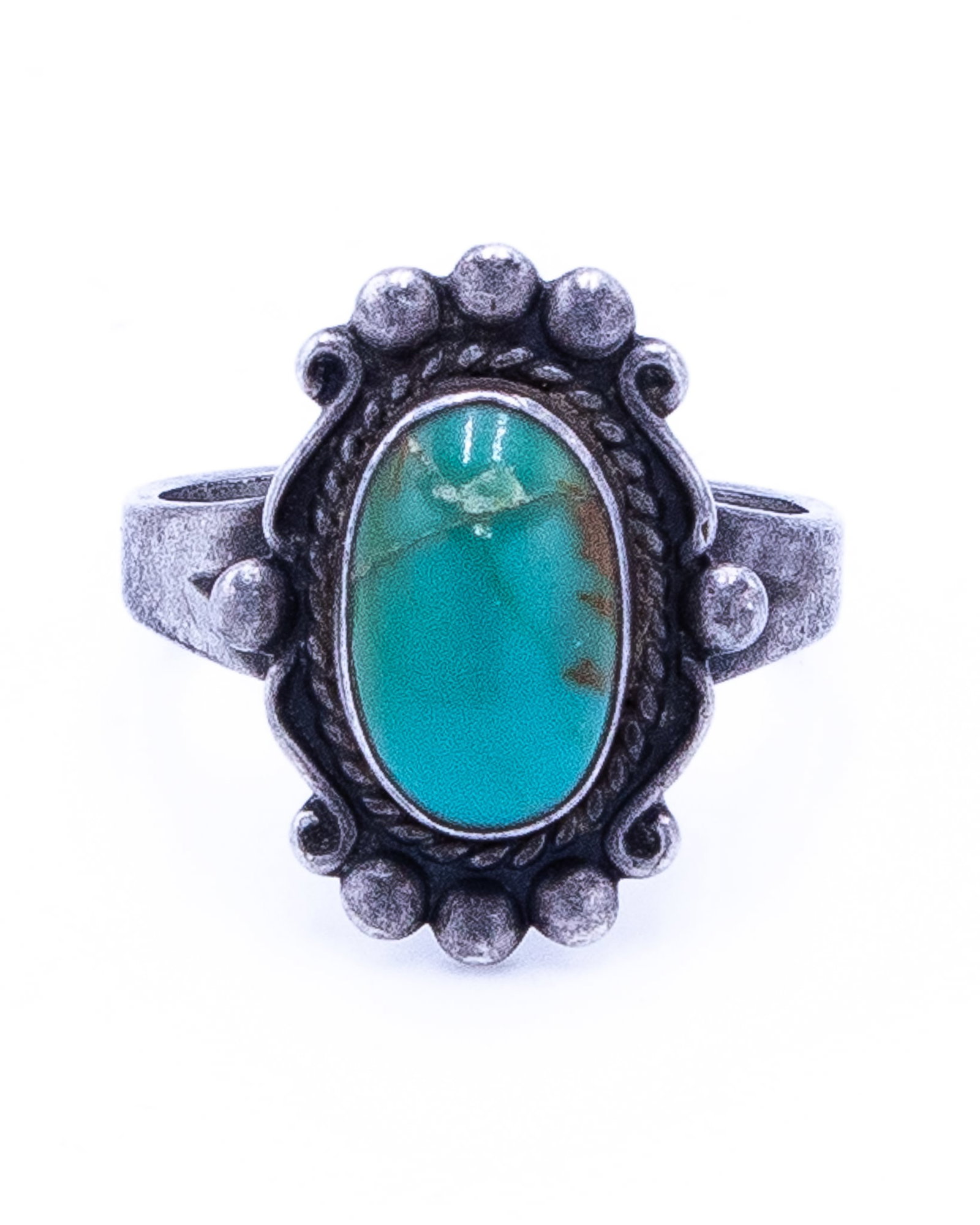 Bell Trading Post Green Turquoise Sterling Ring Sz 6.75: Bell Trading Post Green Turquoise Sterling Ring Sz 6.75, 4.5g