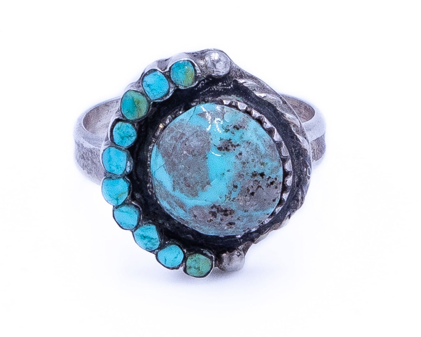 Vintage Zuni Turquoise Sterling Ring Sz 8 (1 of 6)