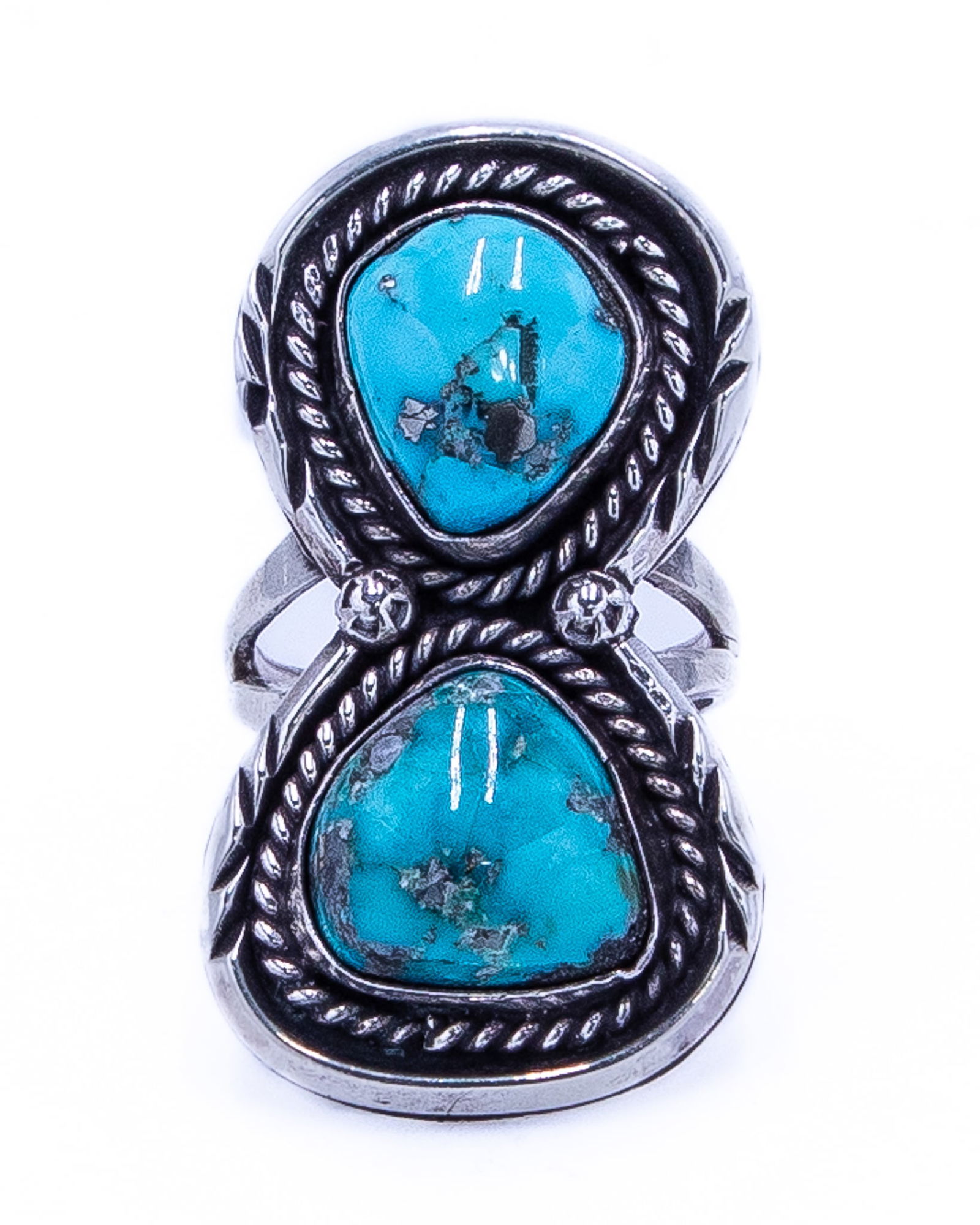 Vintage Navajo Turquoise Sterling Ring Sz 7.5 (1 of 5)