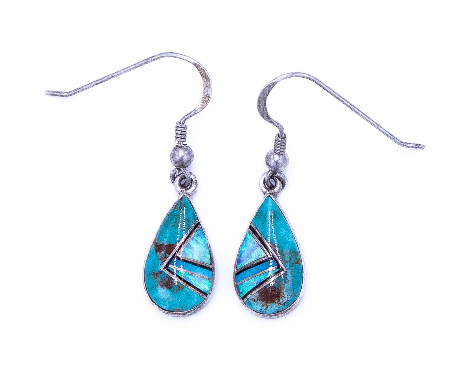 Evelyn Abeita Navajo Multi Stone Sterling Drop Earrings (1 of 4)
