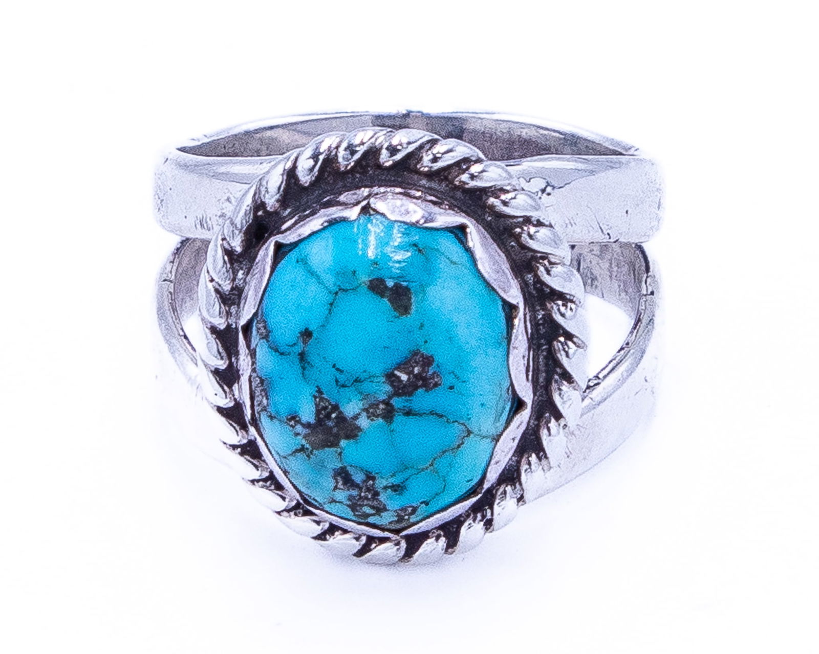 Vintage Navajo Turquoise Sterling Ring Sz 7.25 (1 of 6)