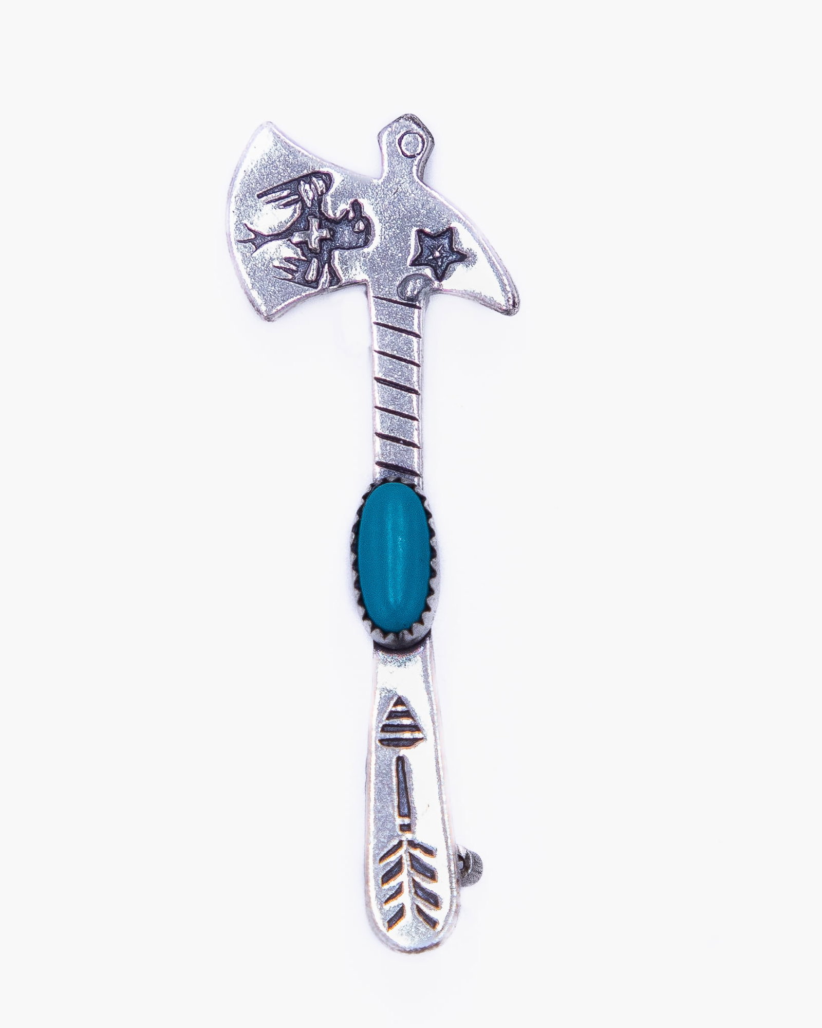 Bell Trading Post Turquoise Sterling Tomahawk Brooch: Bell Trading Post Turquoise Sterling Tomahawk Brooch 2g